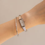 Vintage Gucci Swiss Rectangular Silver Cuff Watch
