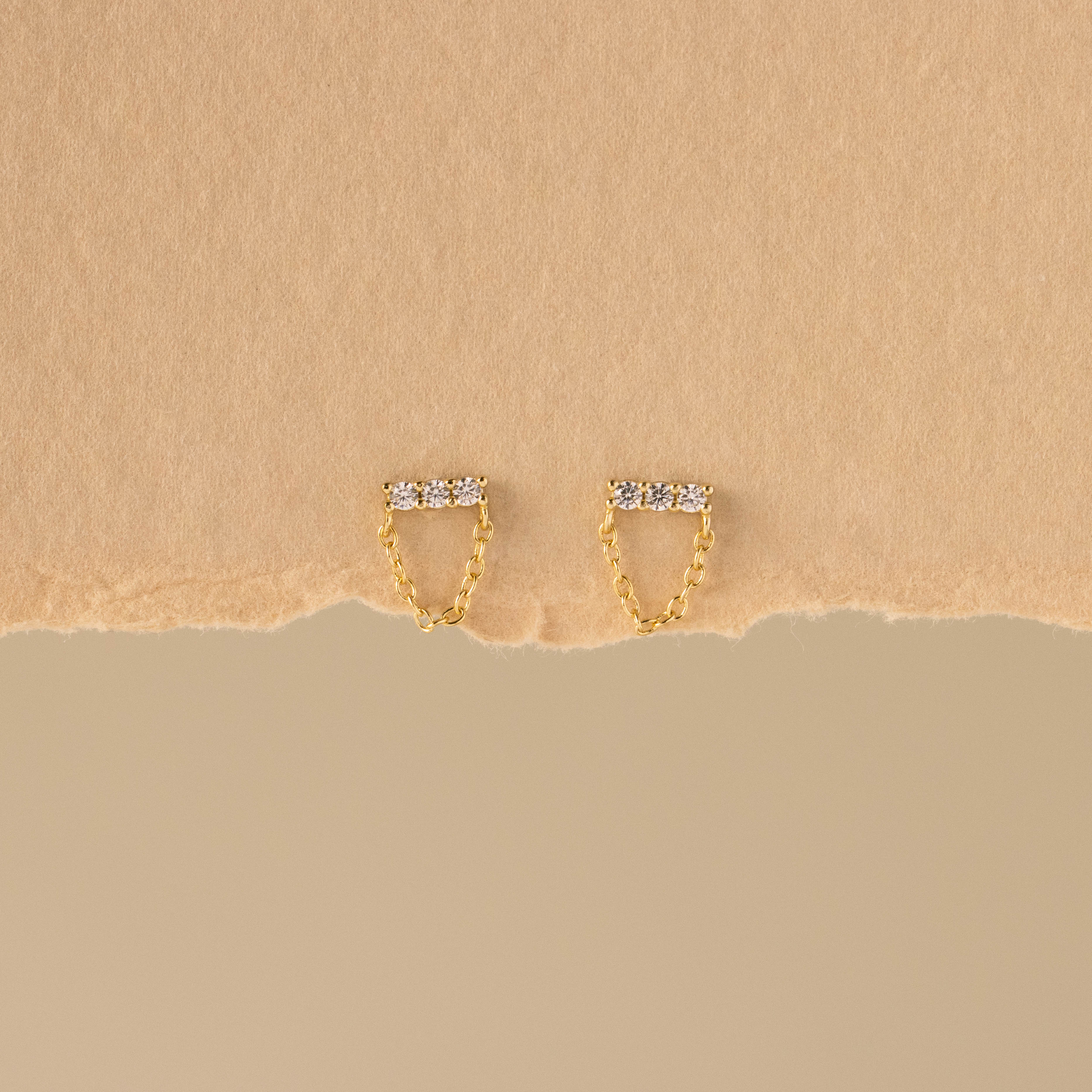 Mini Diamond Row Chain Studs