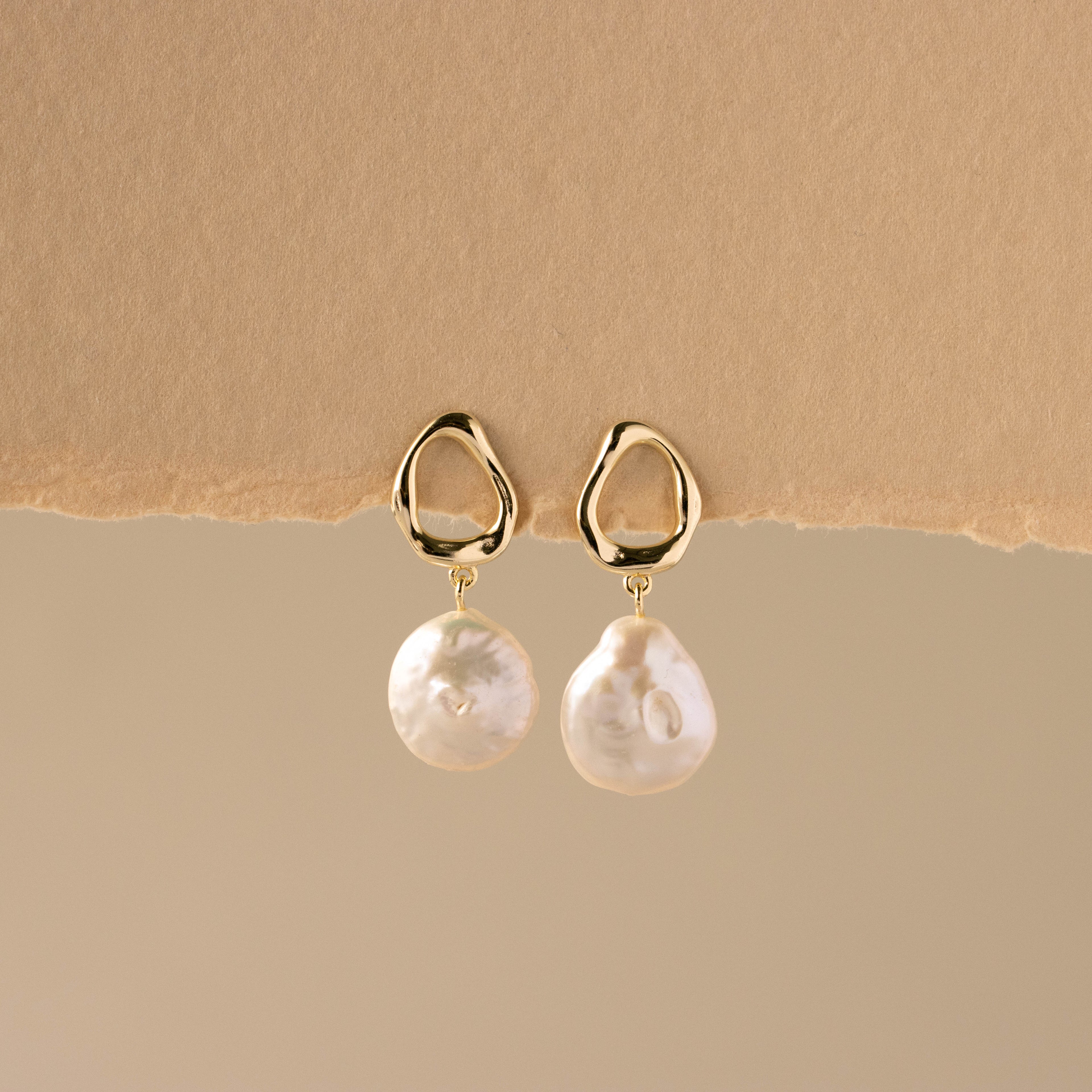 Organic Baroque Pearl Drop Studs