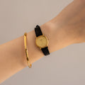 Vintage Longines Swiss Black Strap Gold Watch