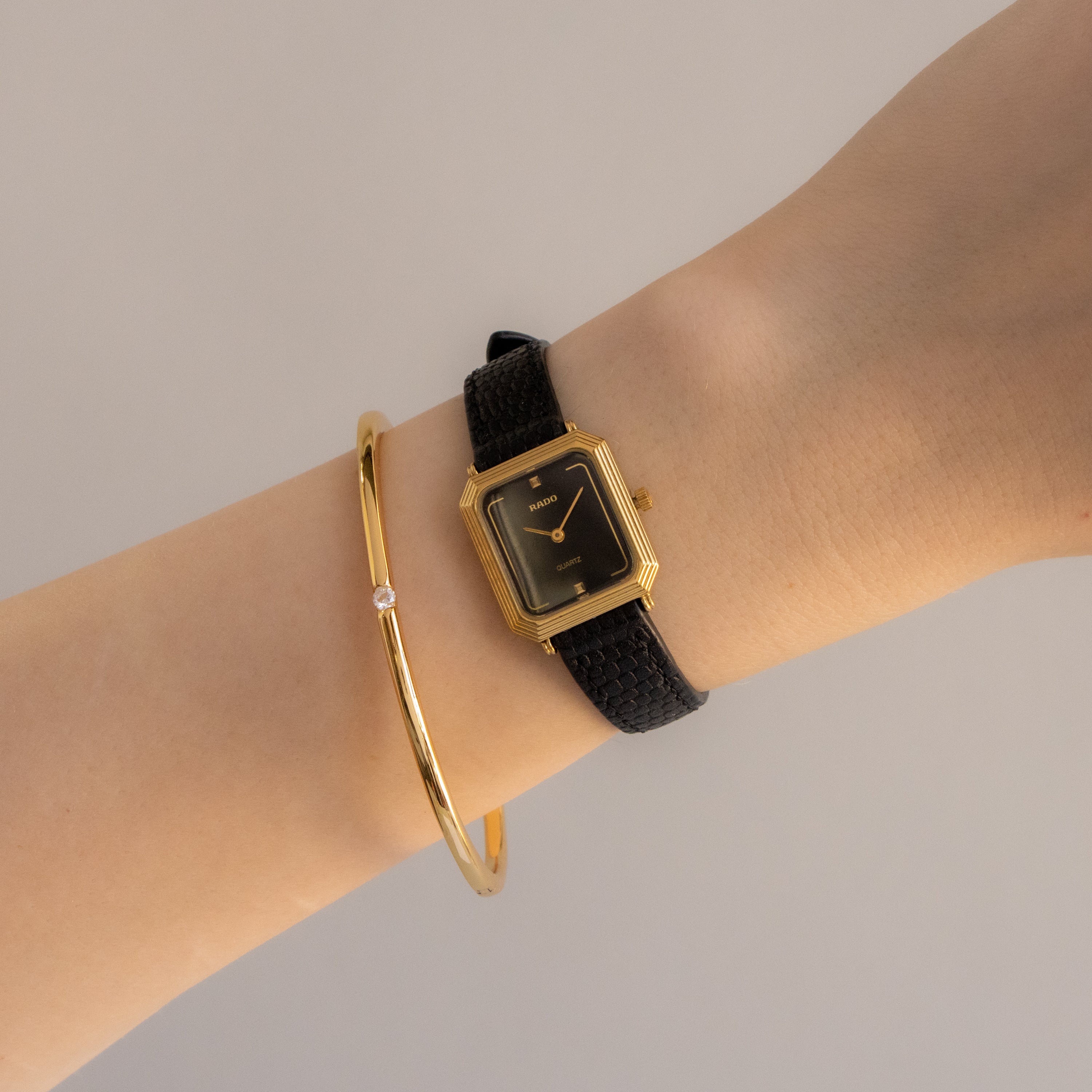 Vintage Rado Swiss Midnight Square Gold Watch
