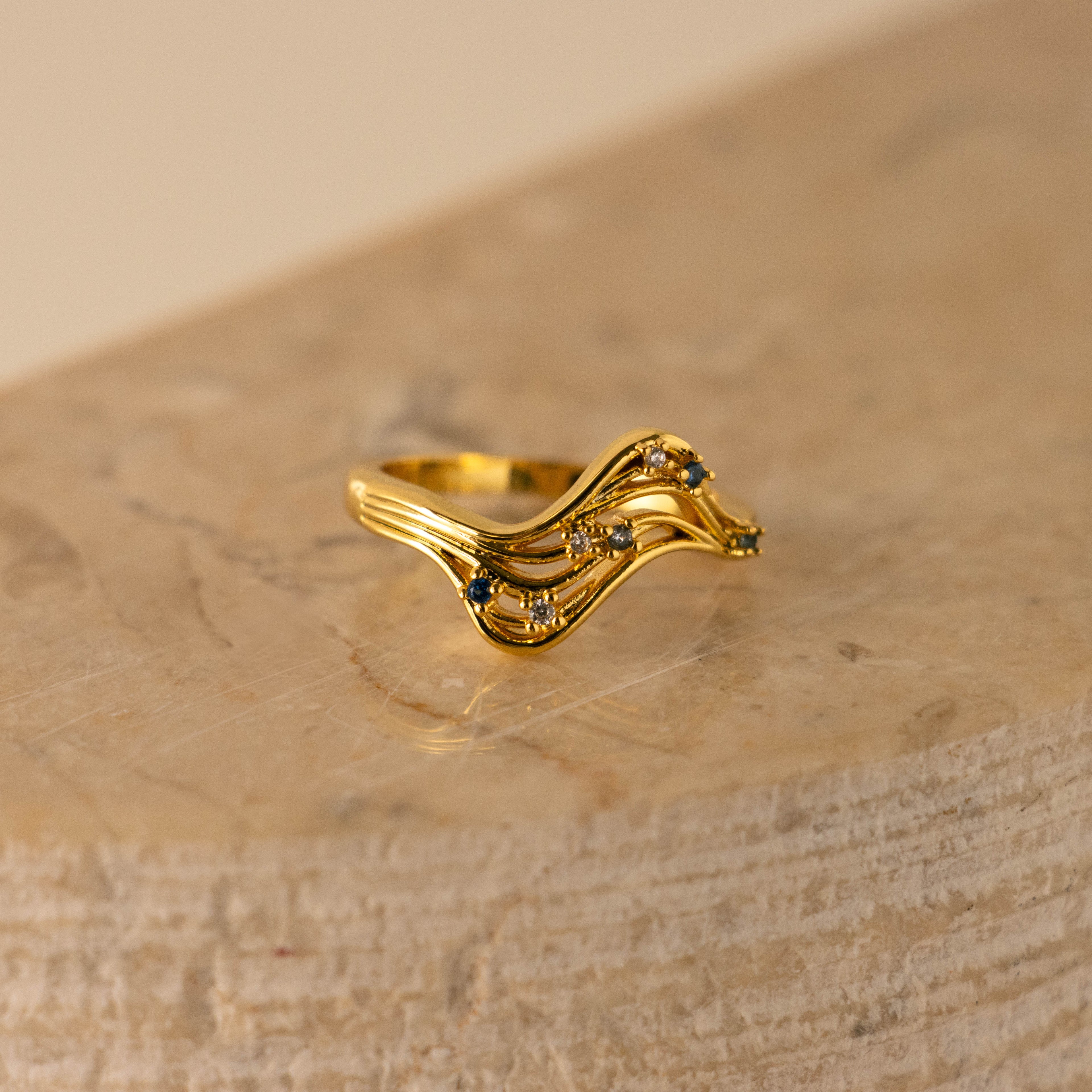 Mixed Gemstone Wave Ring