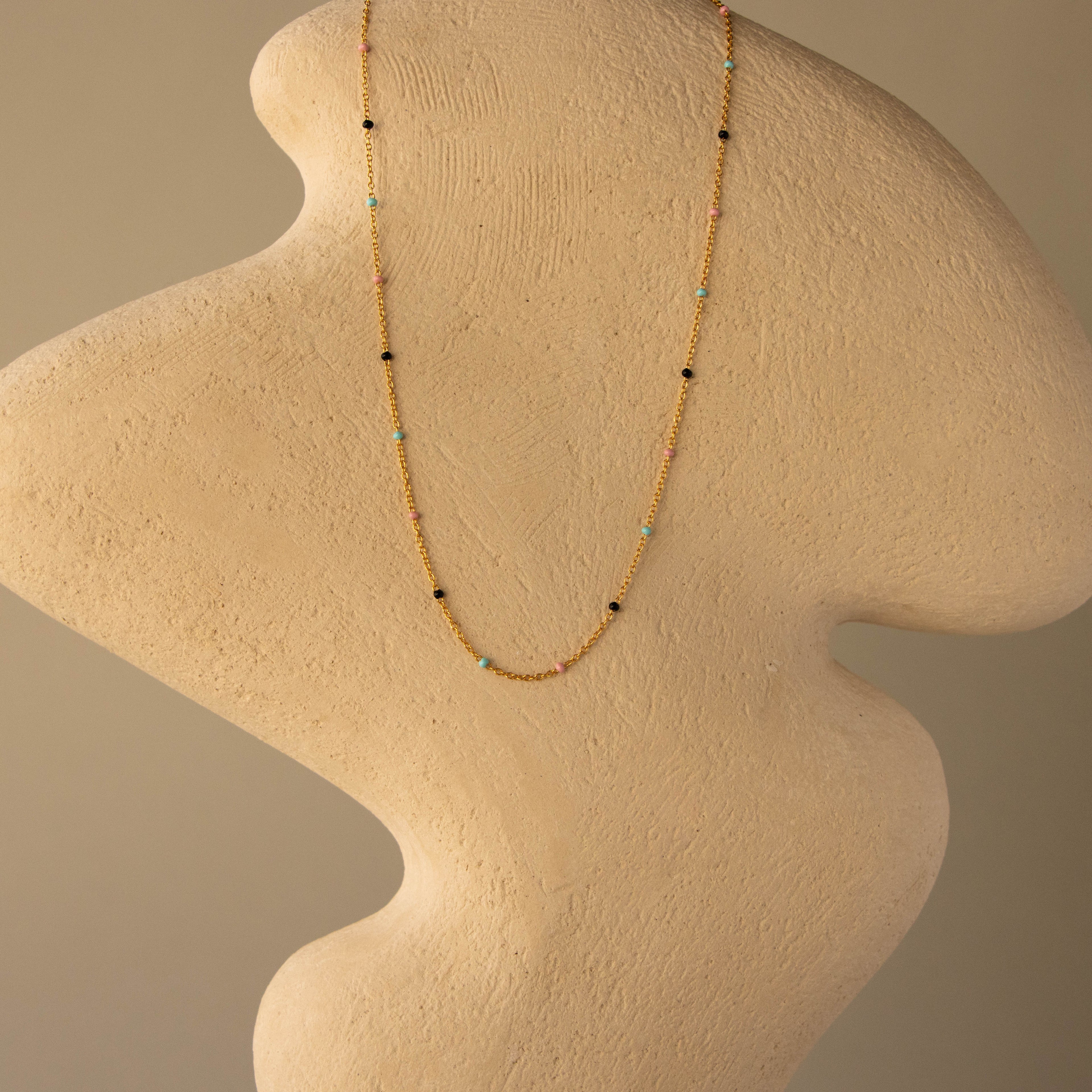 Retro Beaded Station Necklace