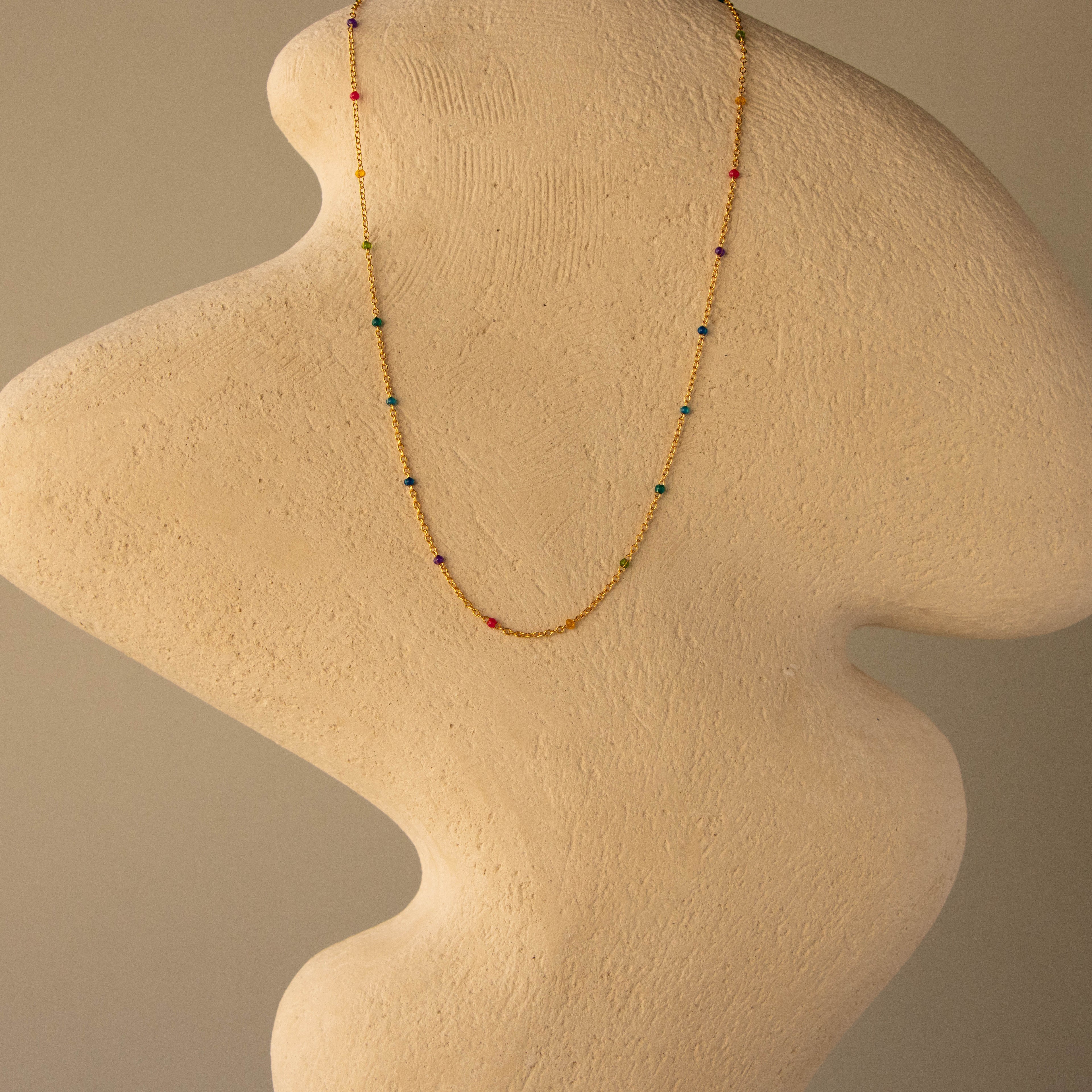 Rainbow Beaded Station Necklace
