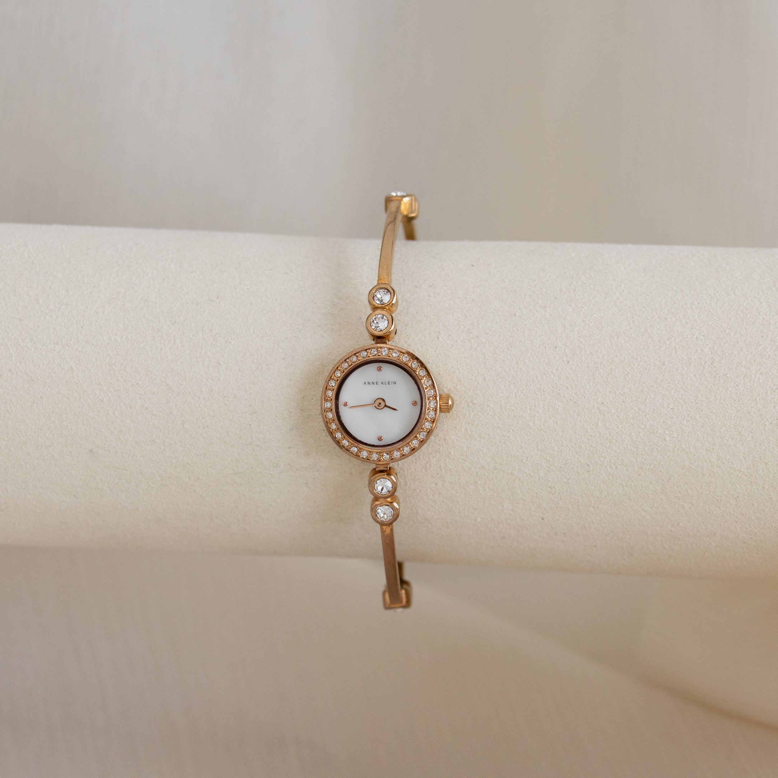 Vintage Anne Klein Pave Skinny Gold Watch