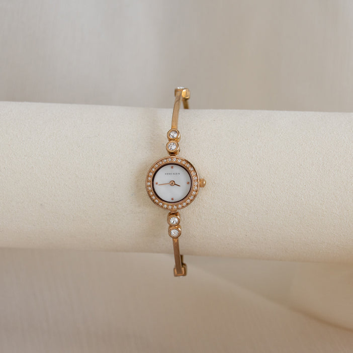 Vintage Anne Klein Pave Skinny Gold Watch