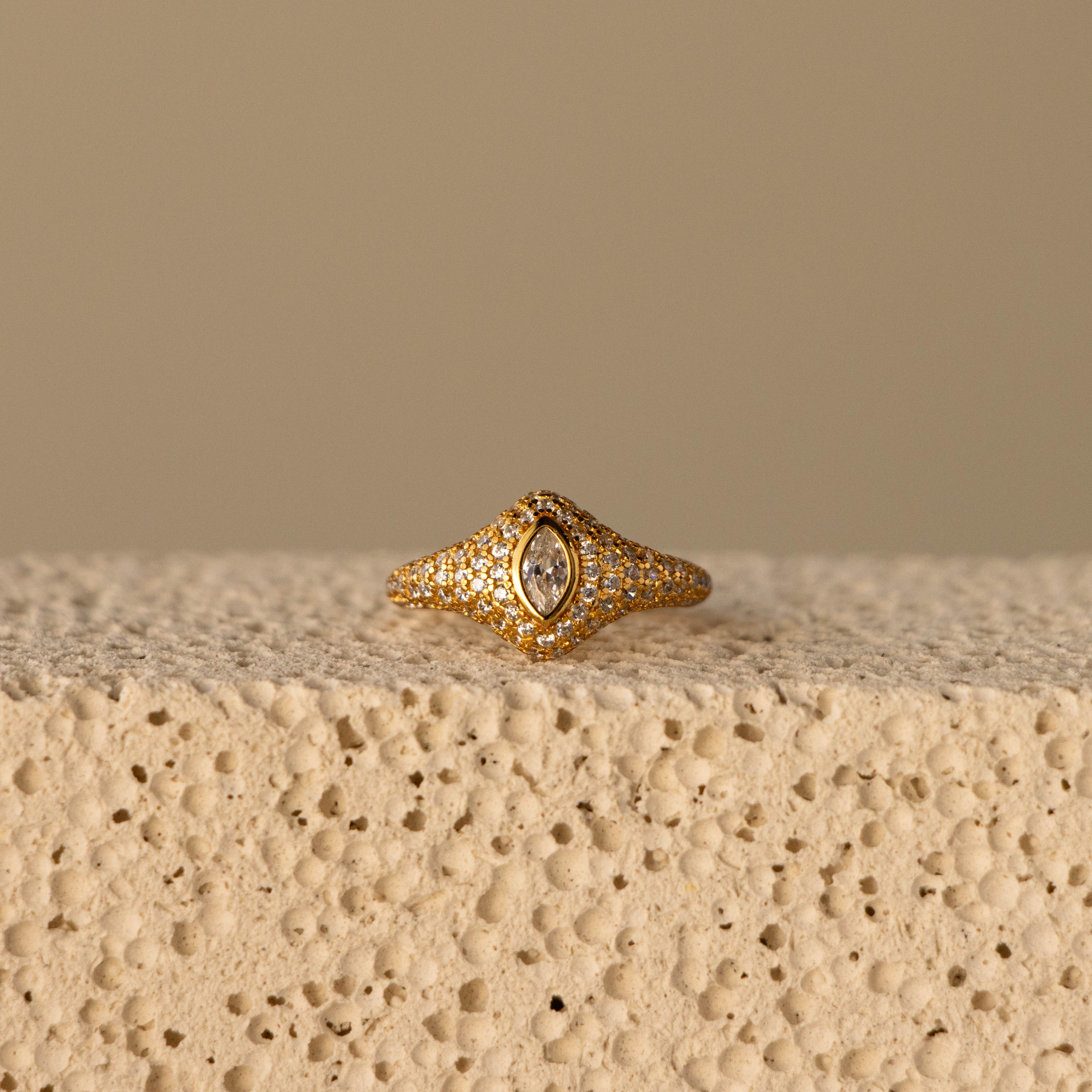 Art Deco Pave Marquise Signet Ring