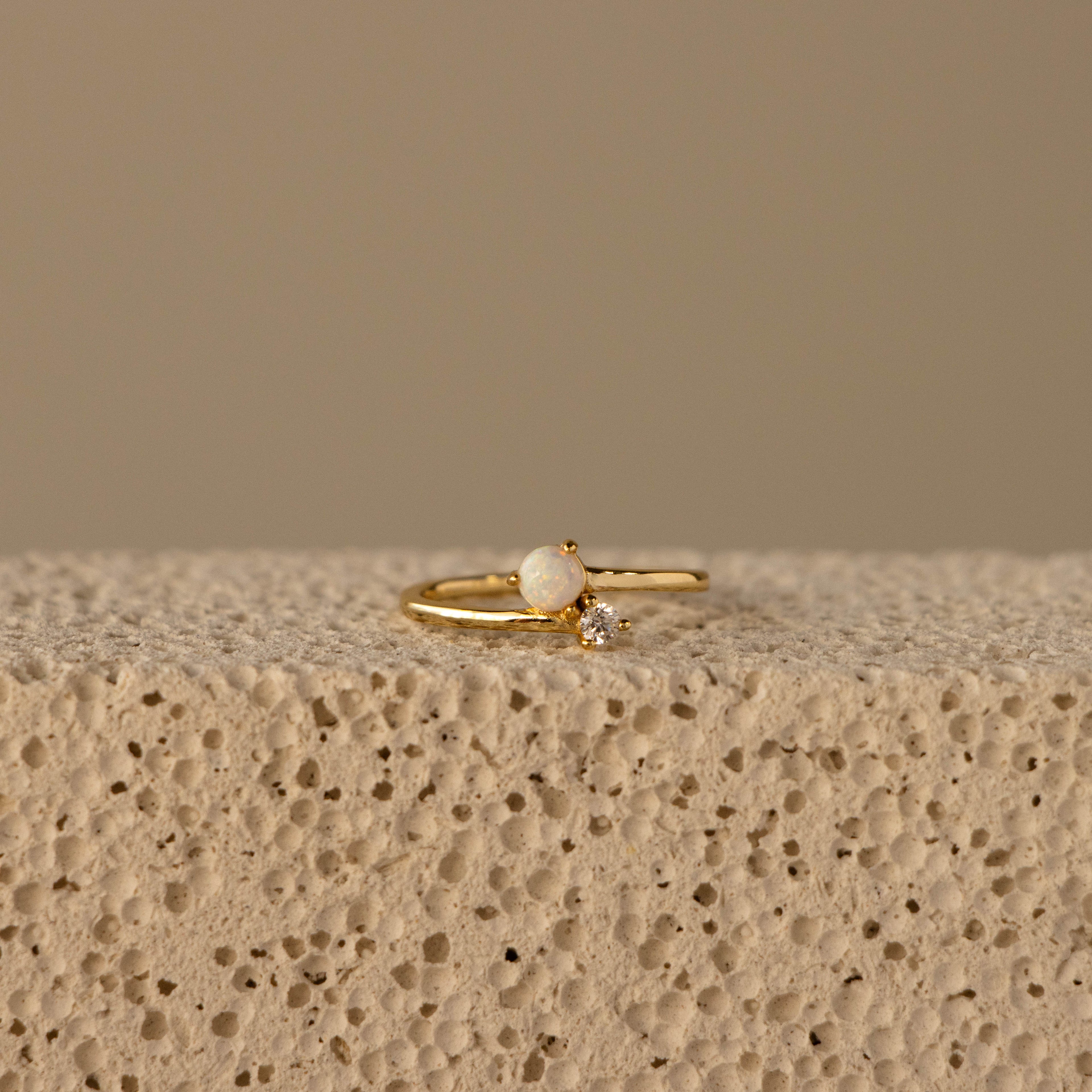 Opal & Diamond Bypass Ring