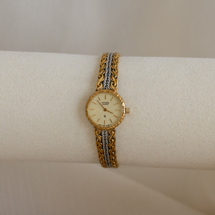 Vintage Citizen Quartz Round Two Tone Watch