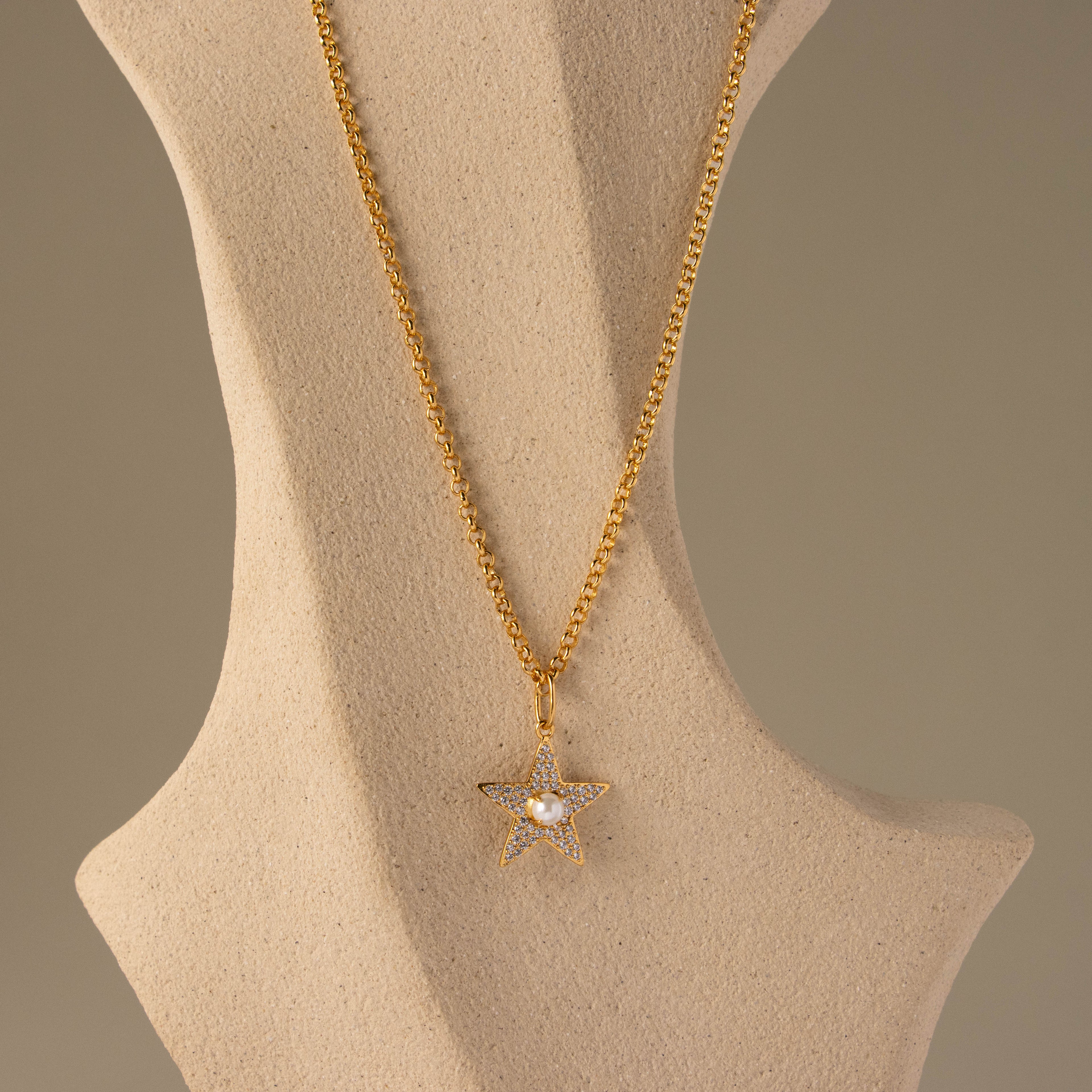 Pave Stardom Pearl Necklace