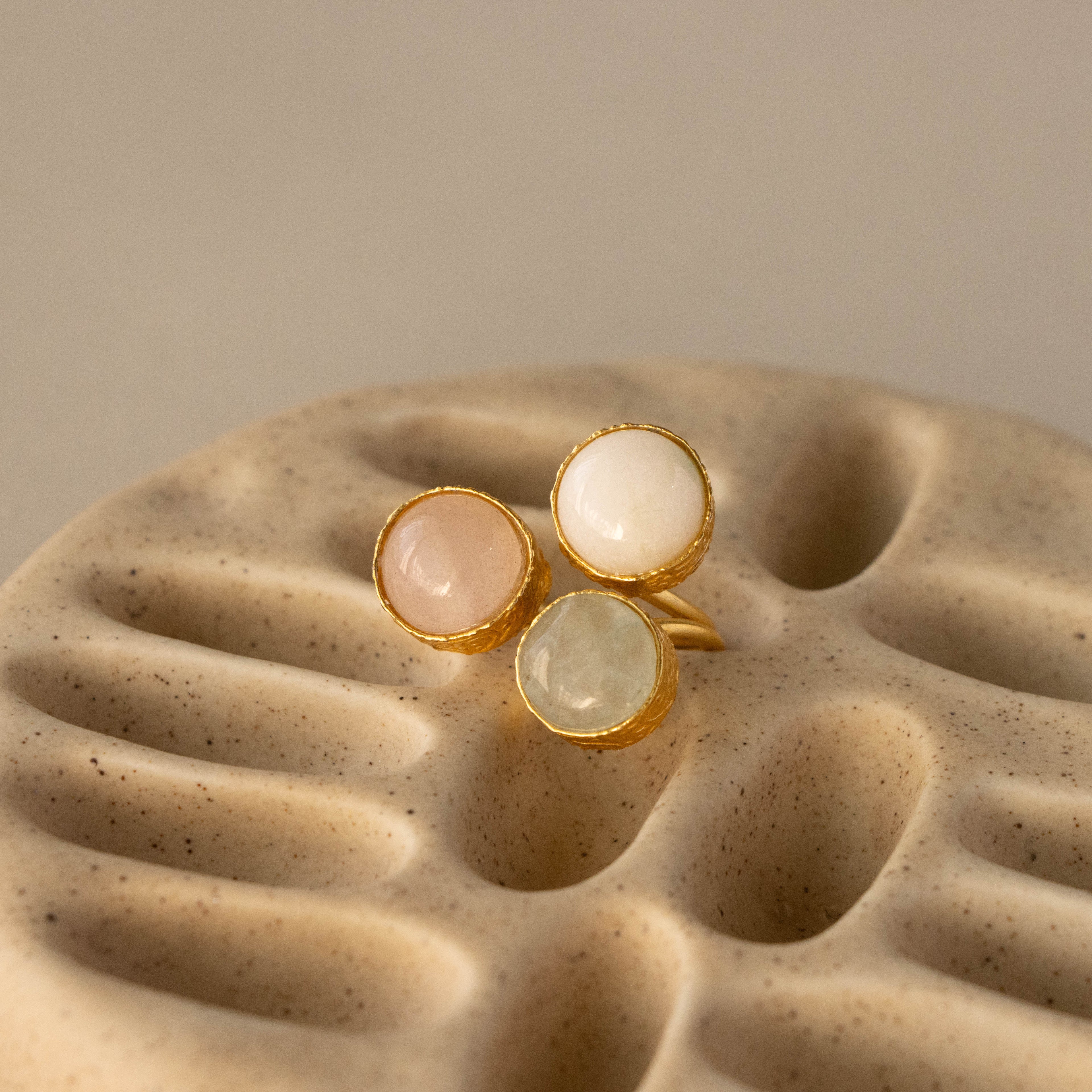 Quartz Trio Statement Ring