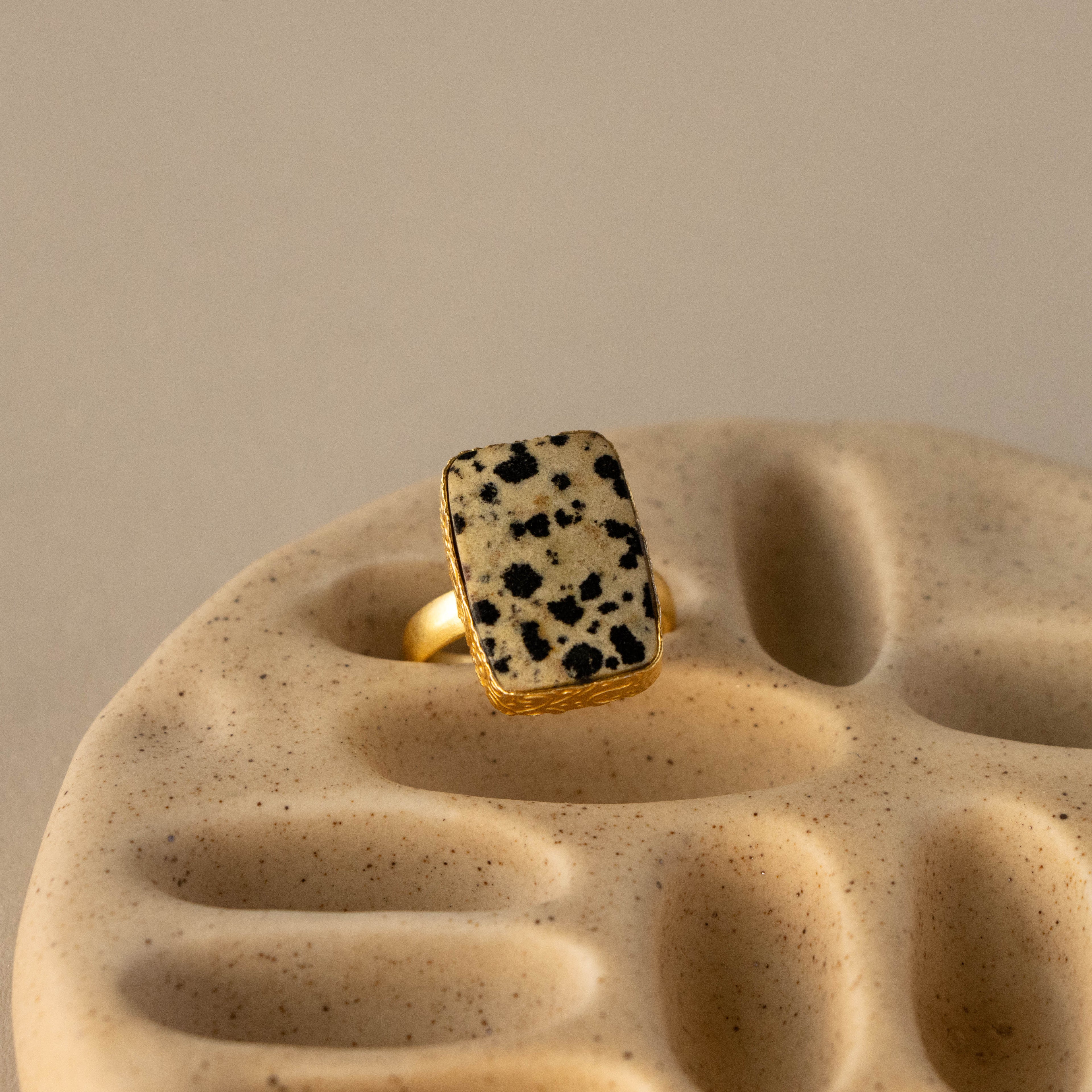 Dalmatian Jasper Statement Ring