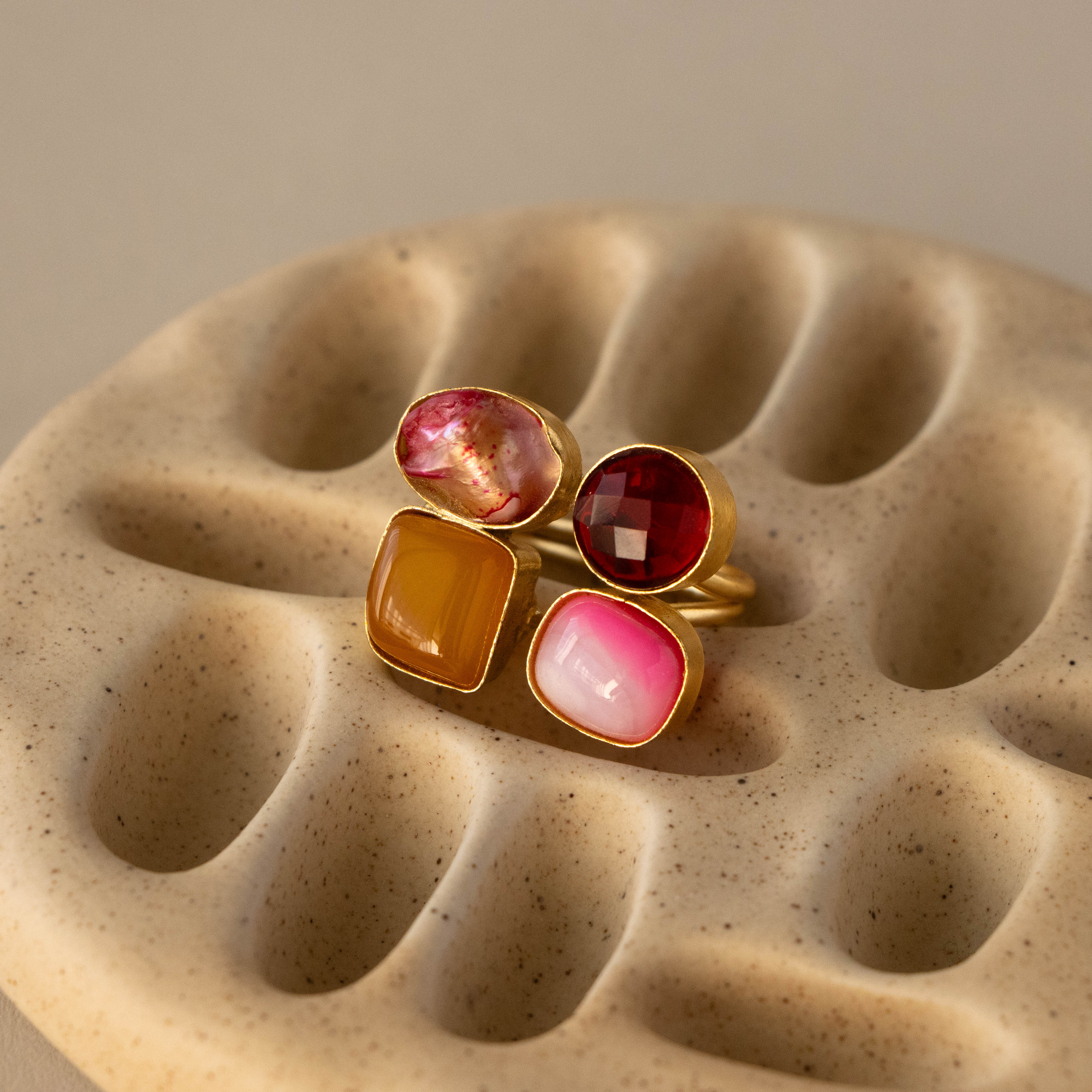 Pink Sunset Gemstone Statement Ring | Caitlyn Minimalist