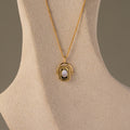 Vintage Pearl Medallion Frame Necklace