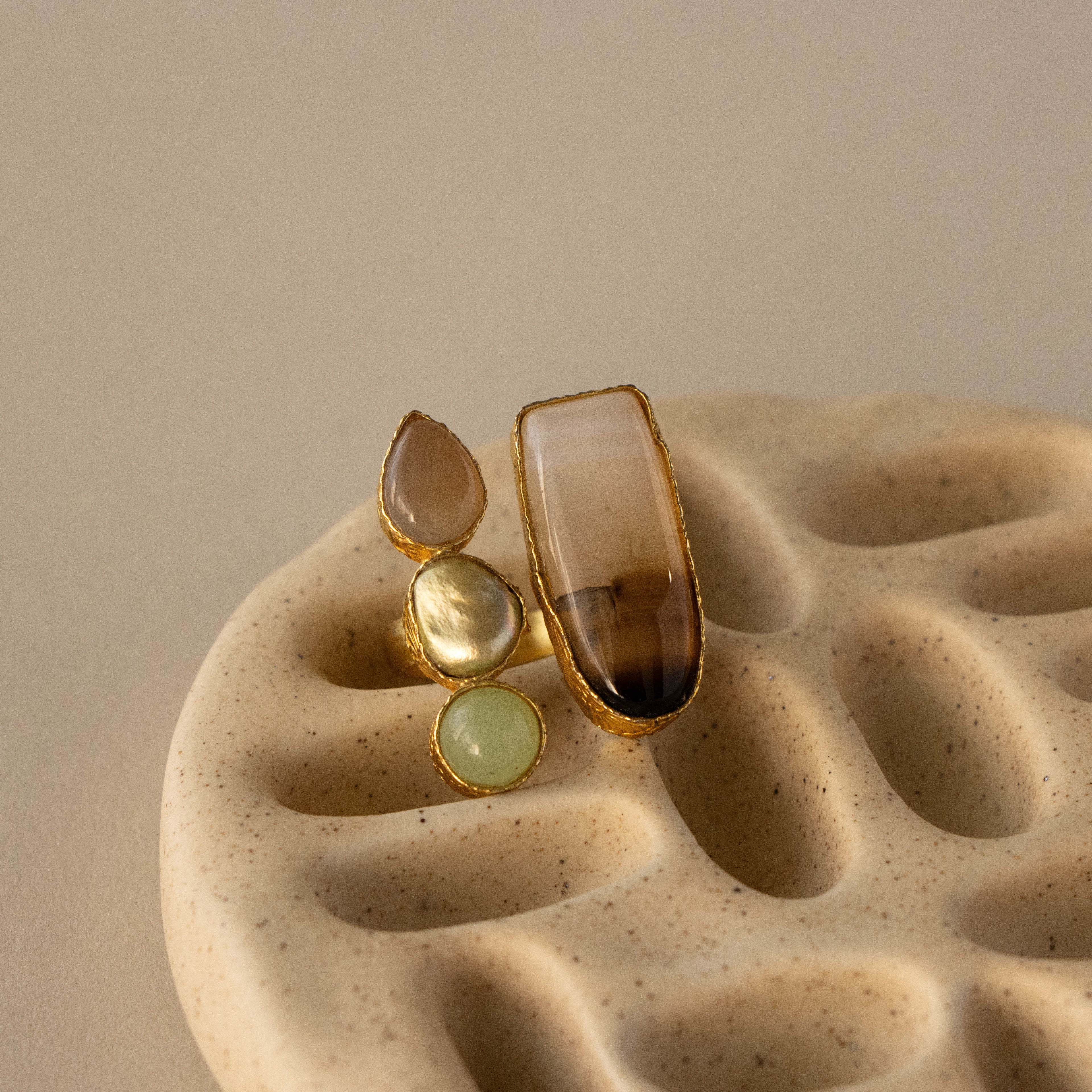 Organic Boho Gemstone Statement Ring