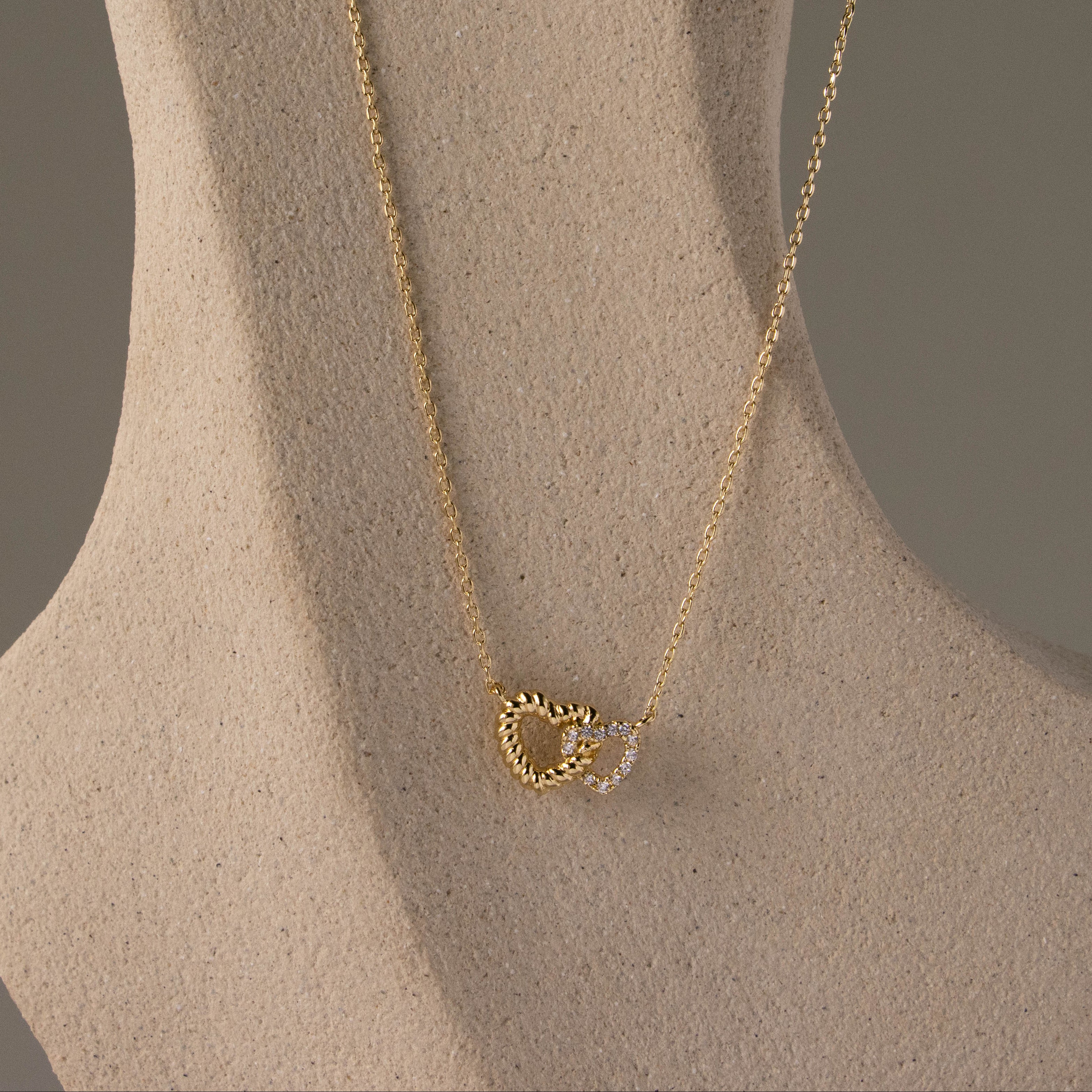 Interlocking Pave Twisted Heart Necklace