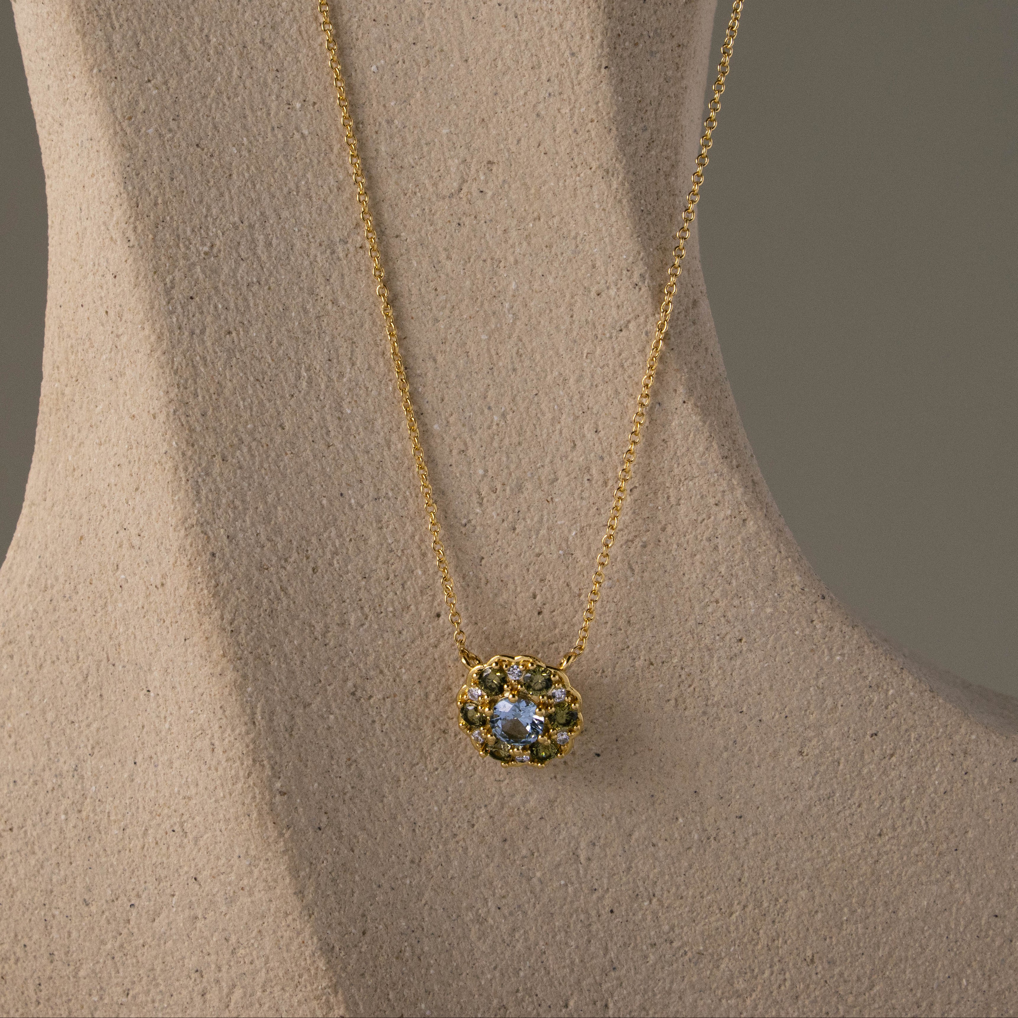 Peridot Zircon Bouquet Necklace