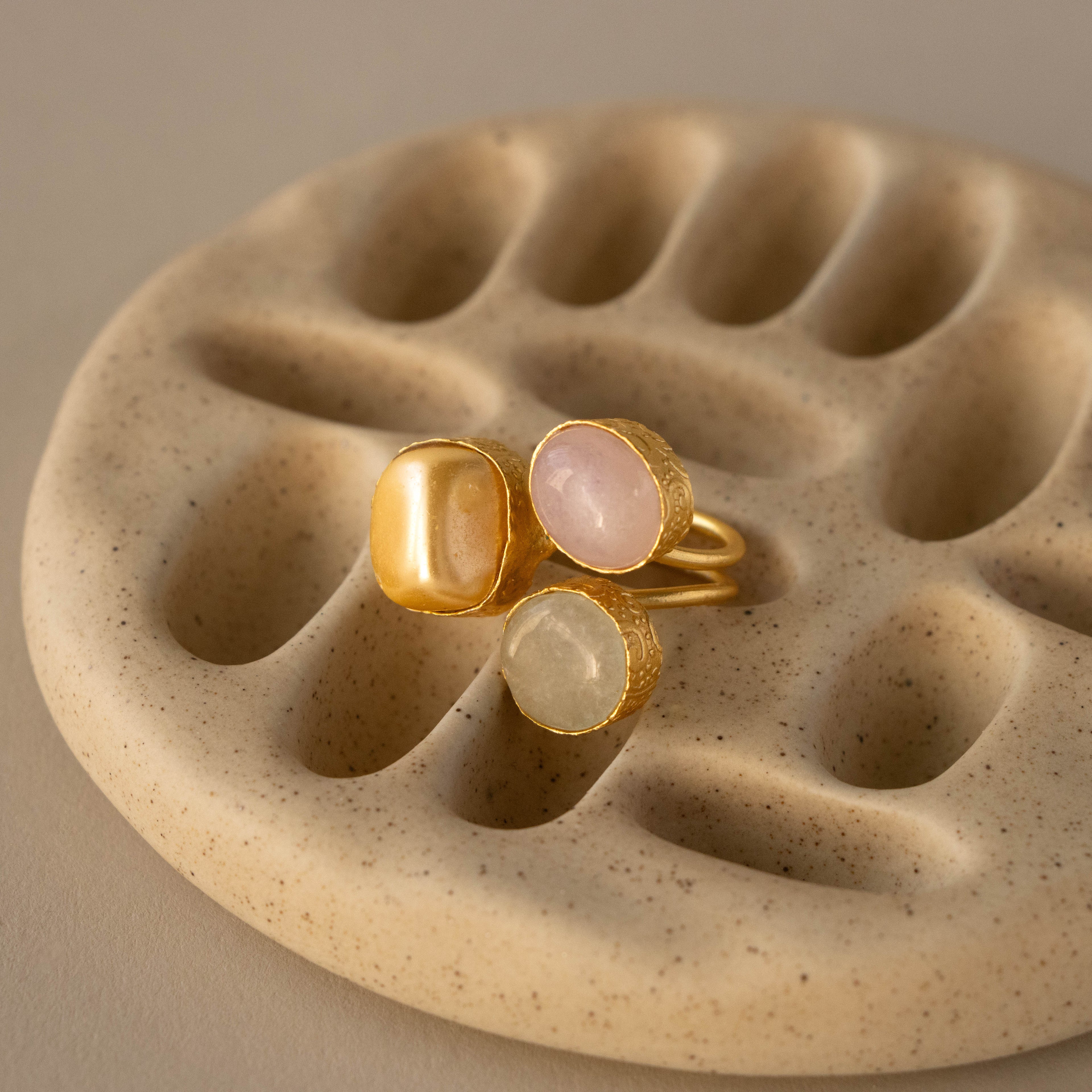 Gemstone Trio Statement Ring