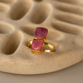 Duo Rose Druzy Quartz Statement Ring