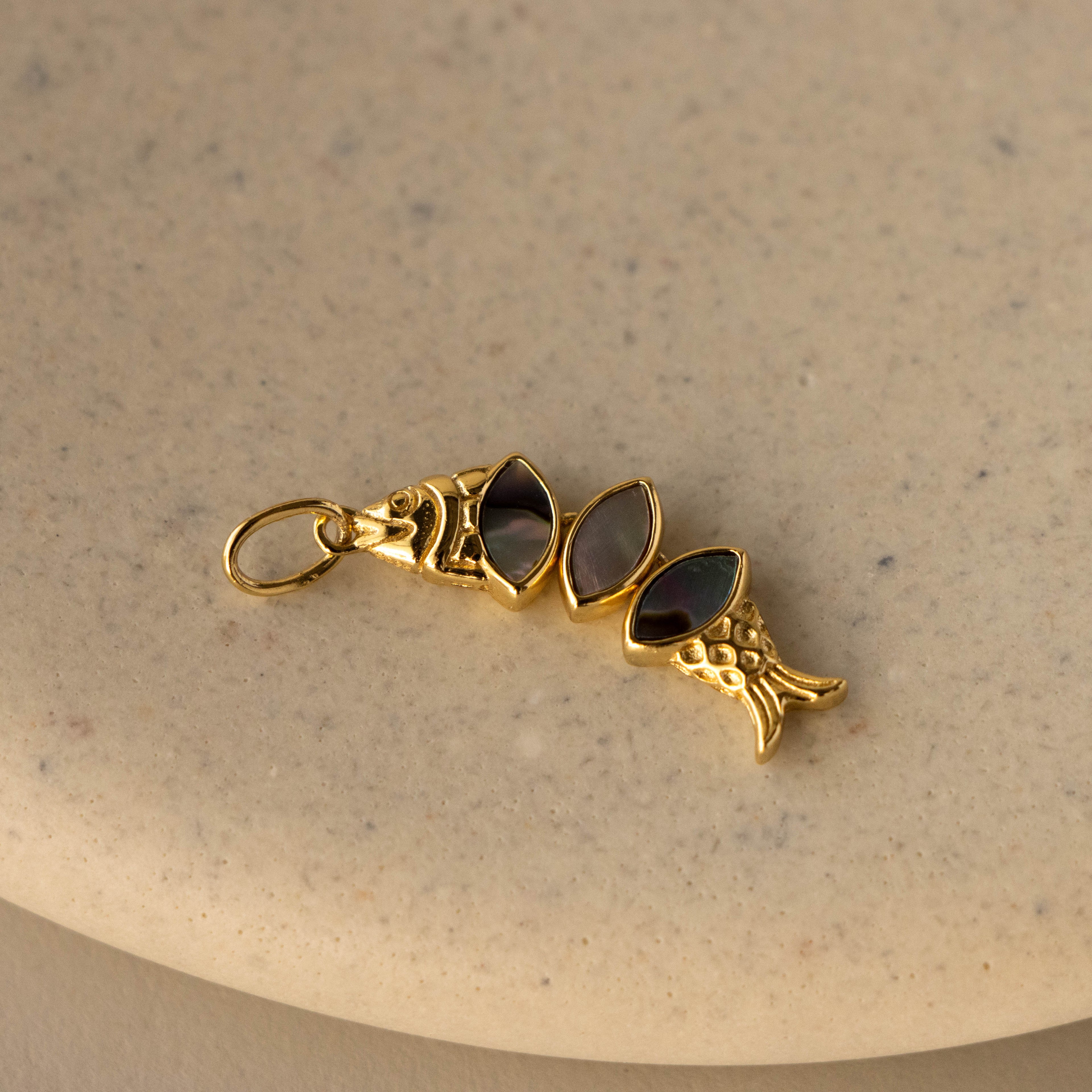 Triple Marquise Abalone Fish Charm