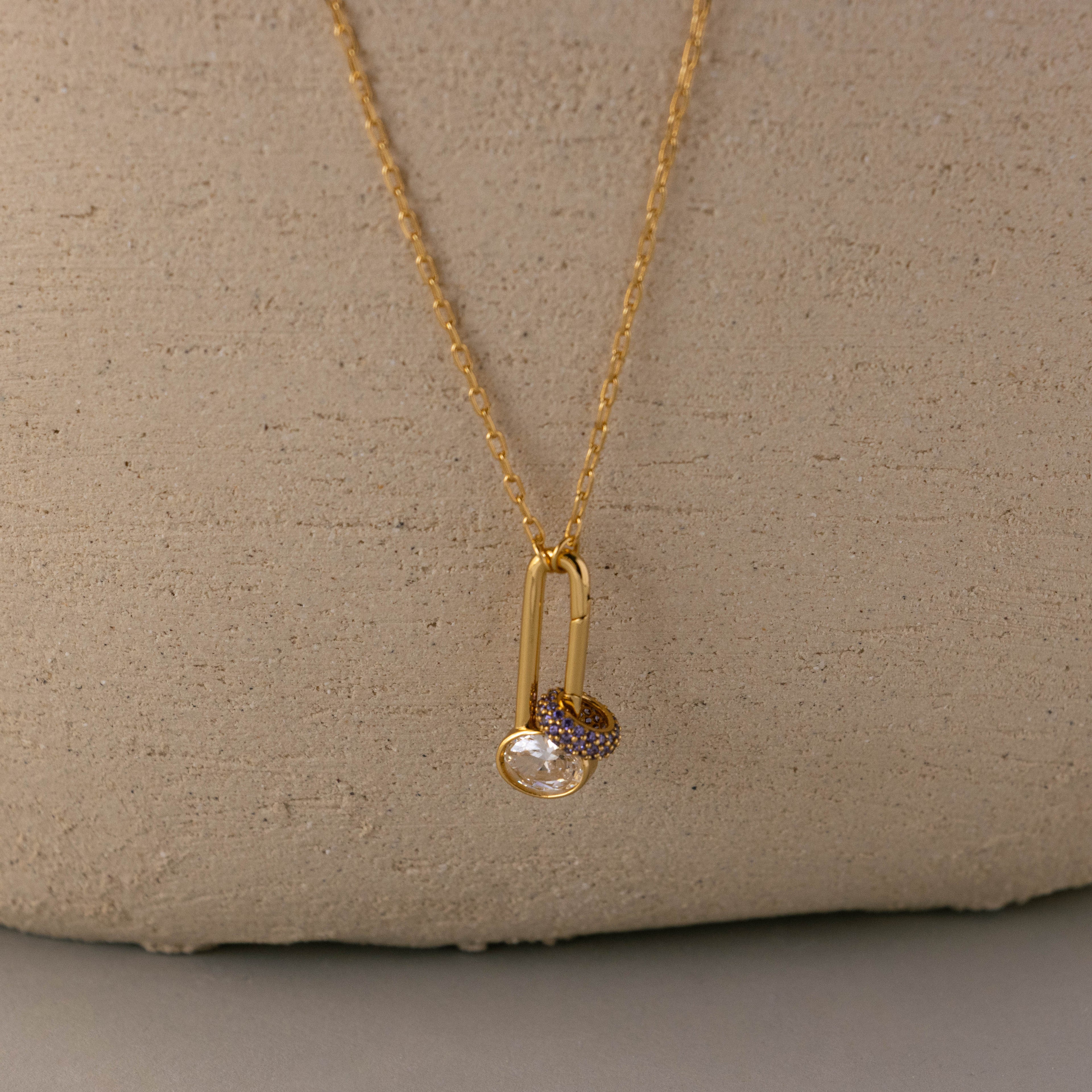 Oval Diamond Clip Necklace