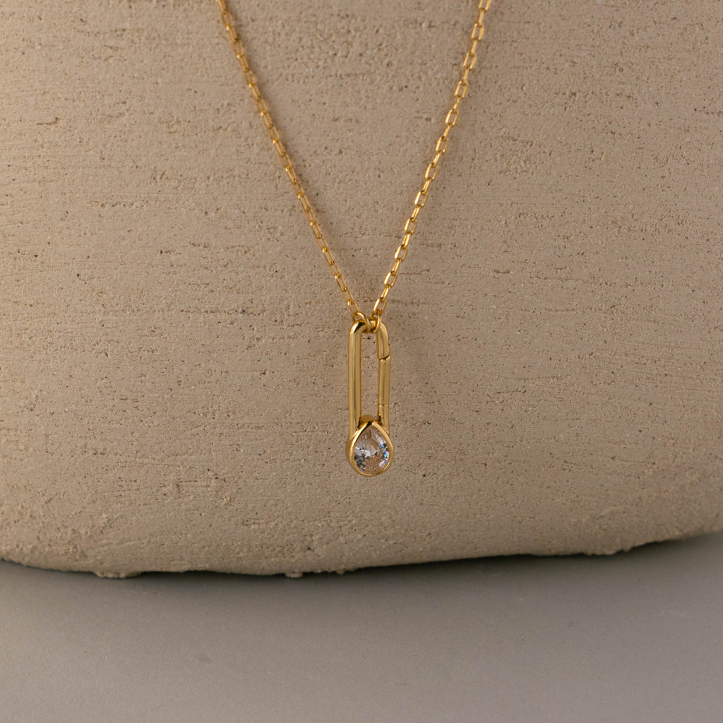 Pear Diamond Clip Necklace