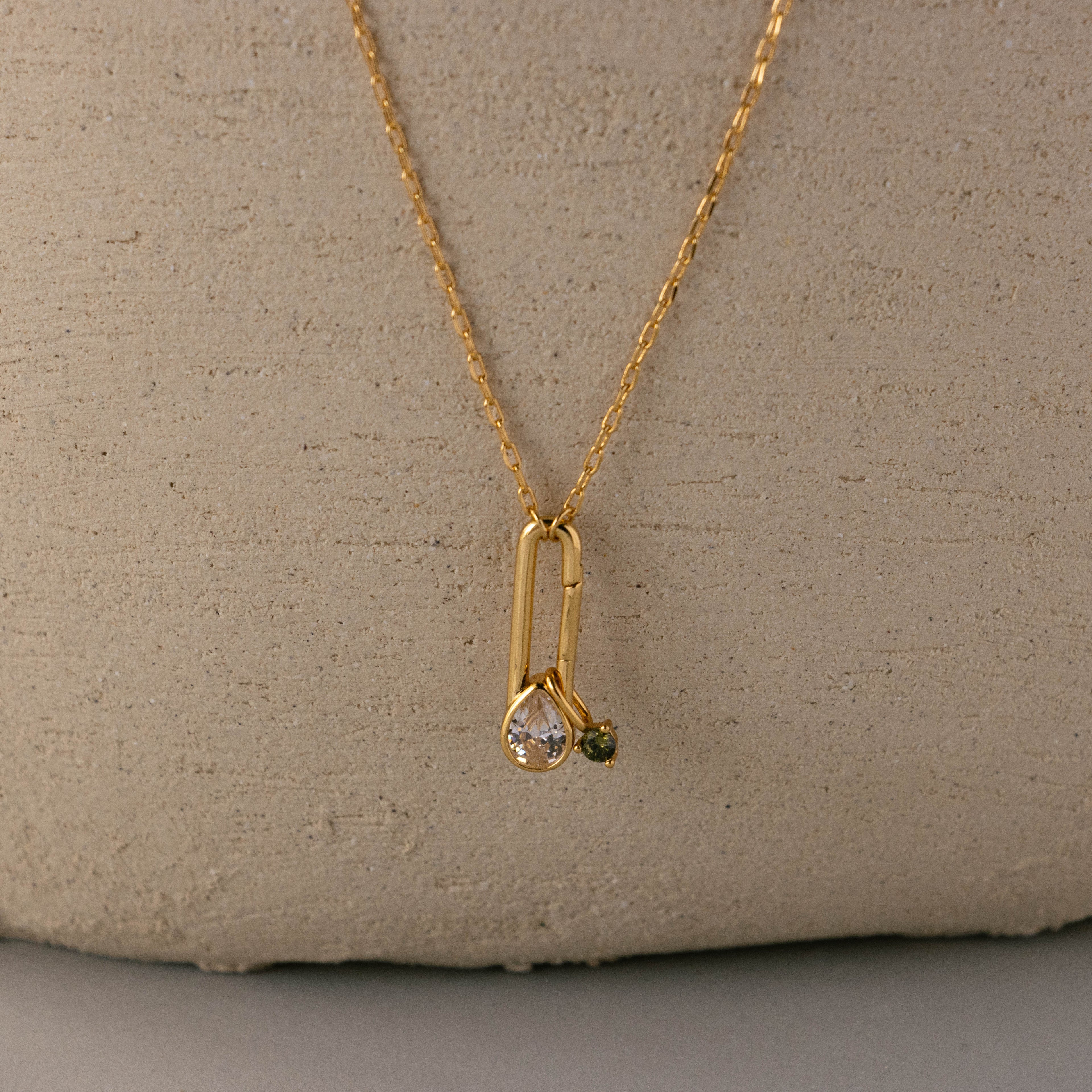 Pear Diamond Clip Necklace