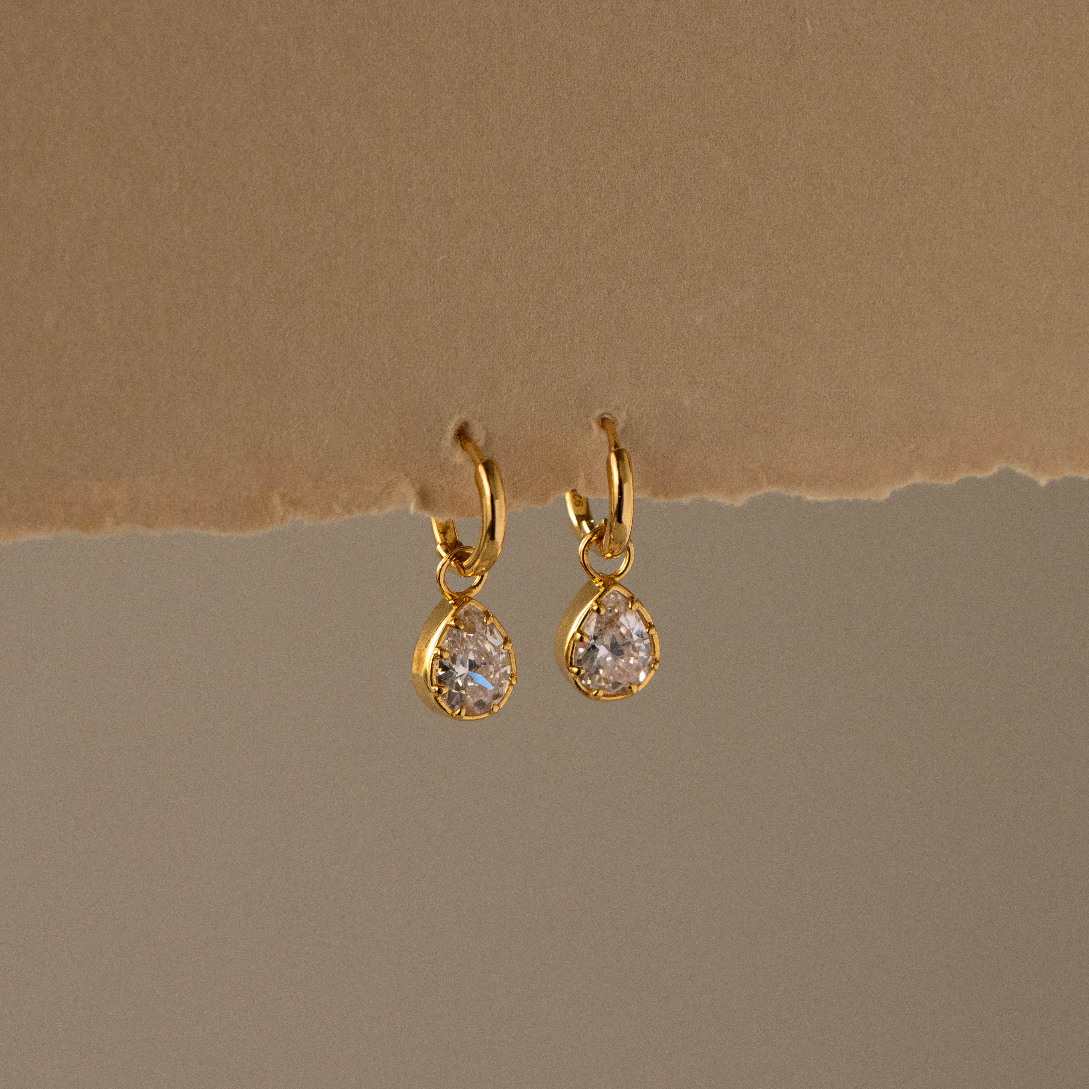 Dangling Diamond Teardrop Huggies