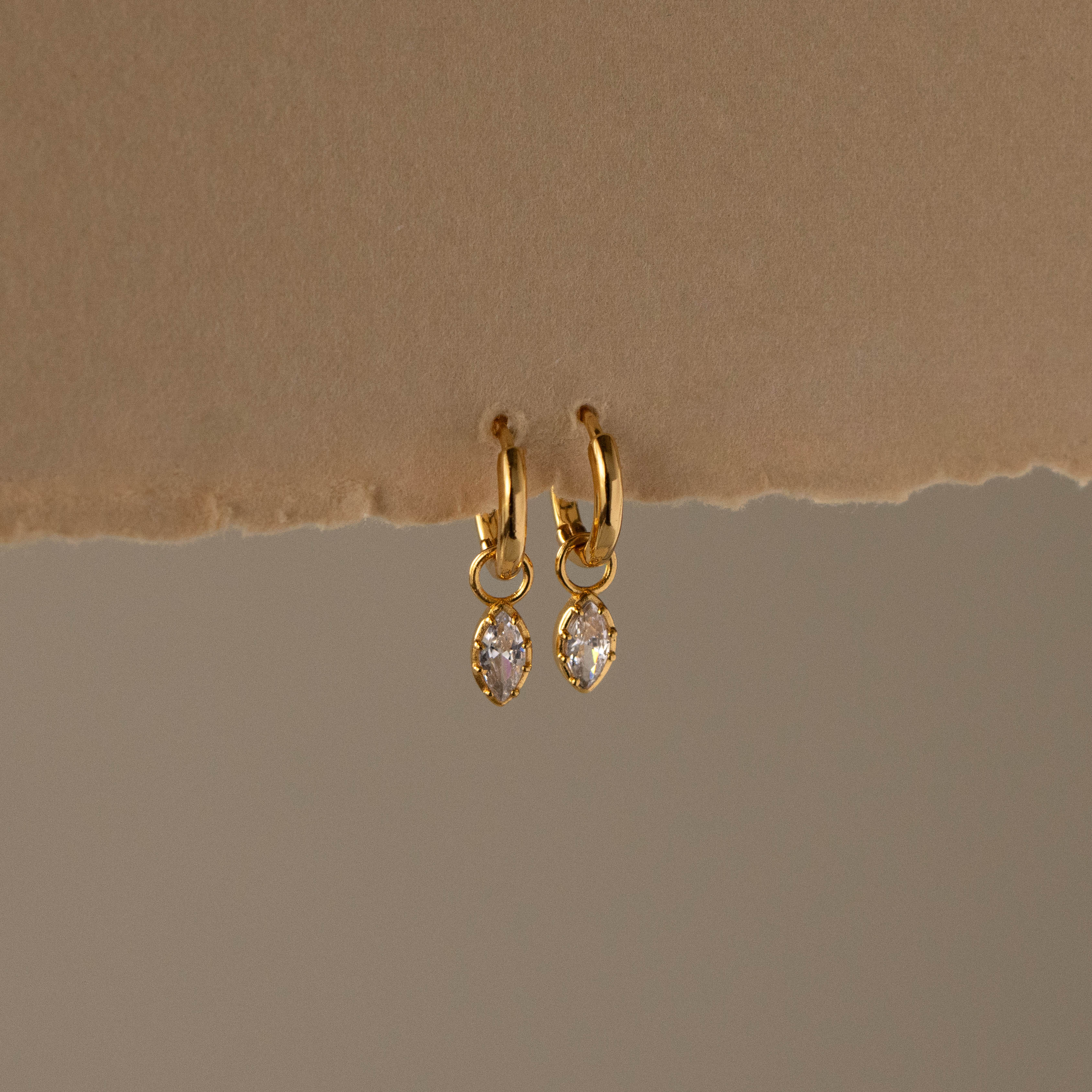 Diamond Marquise Drop Huggies