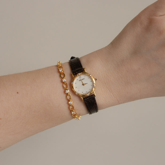 Vintage Nina Ricci Pave Pearl Gold Watch