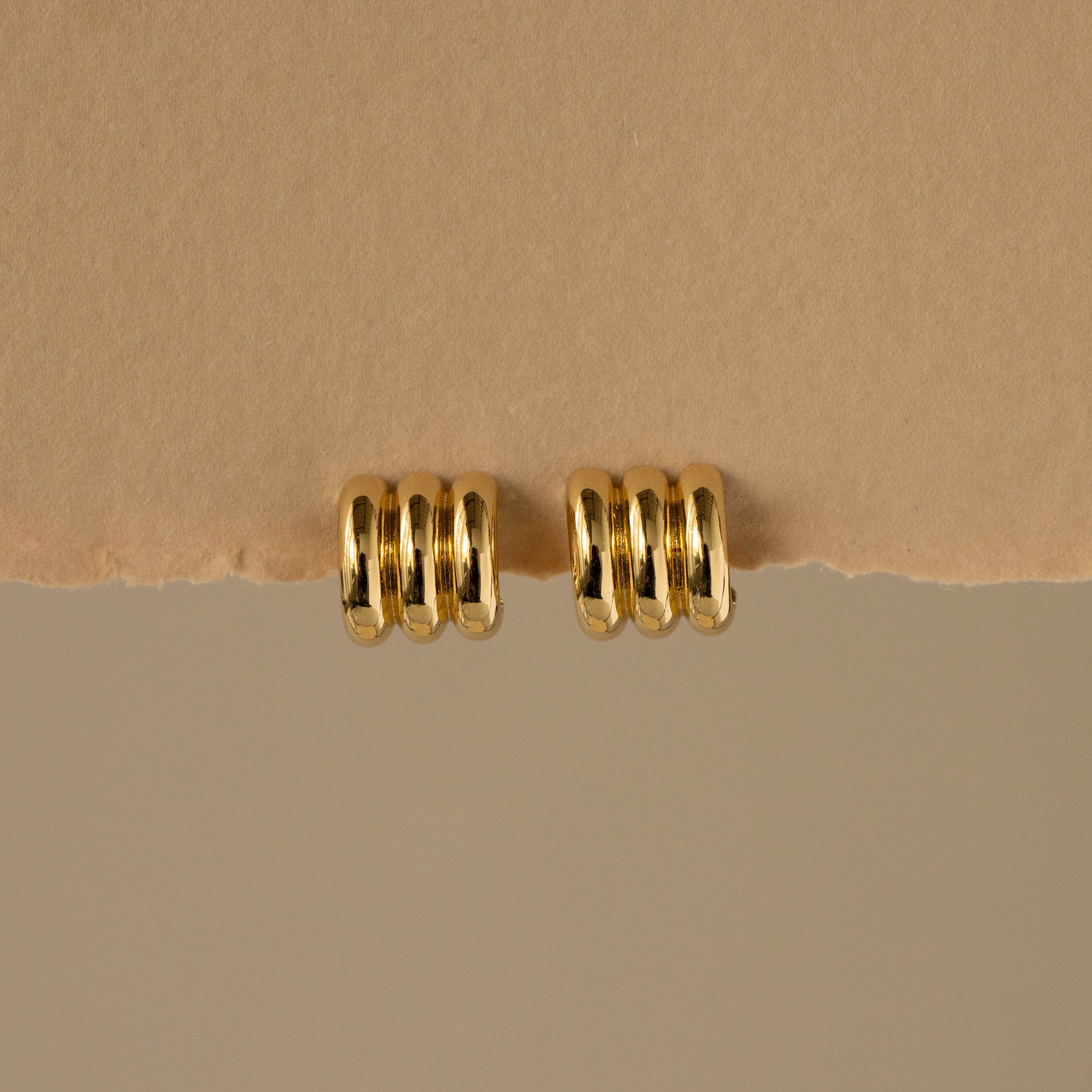 Triple Ridge Hoop Studs