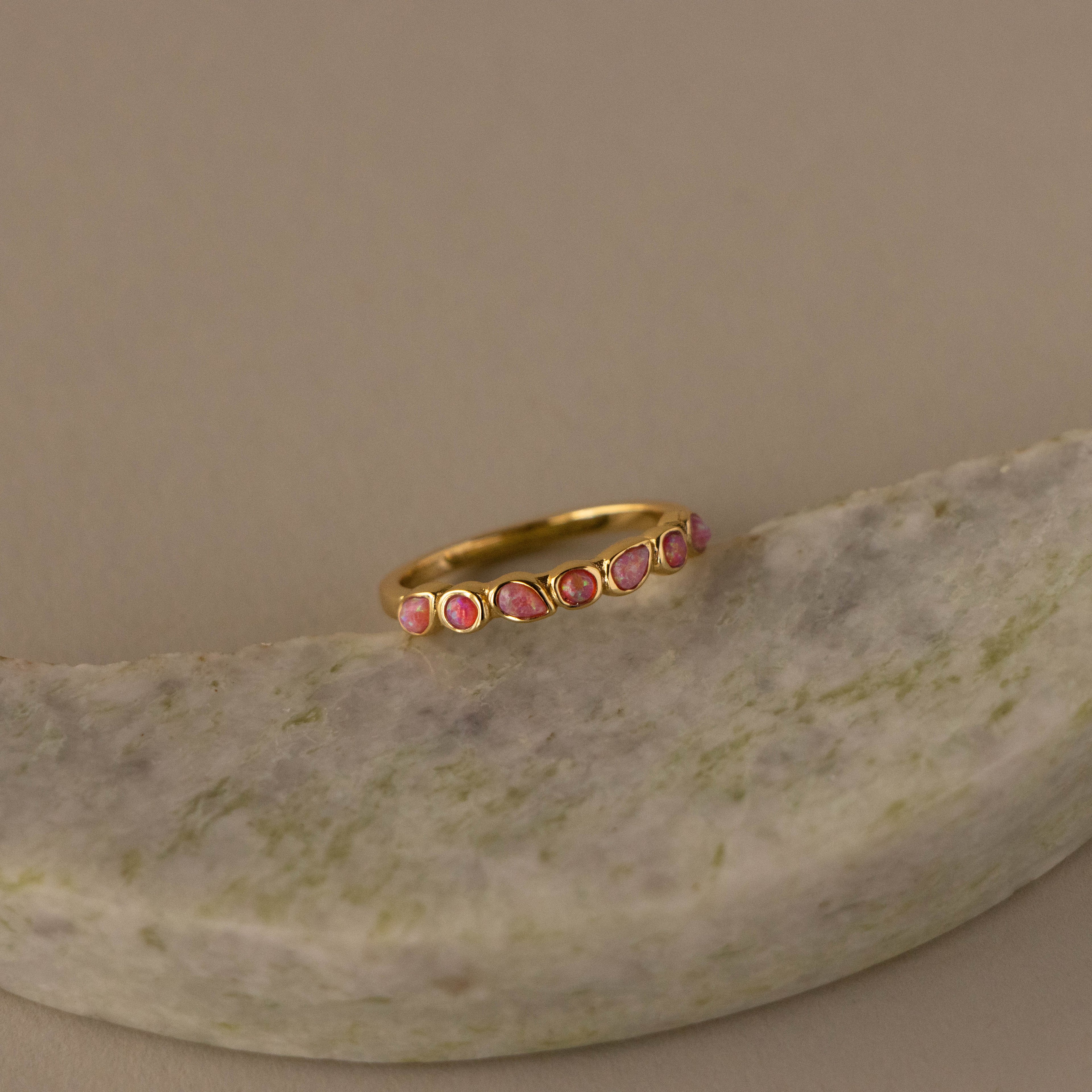 Pink Opal Teardrop Eternity Ring