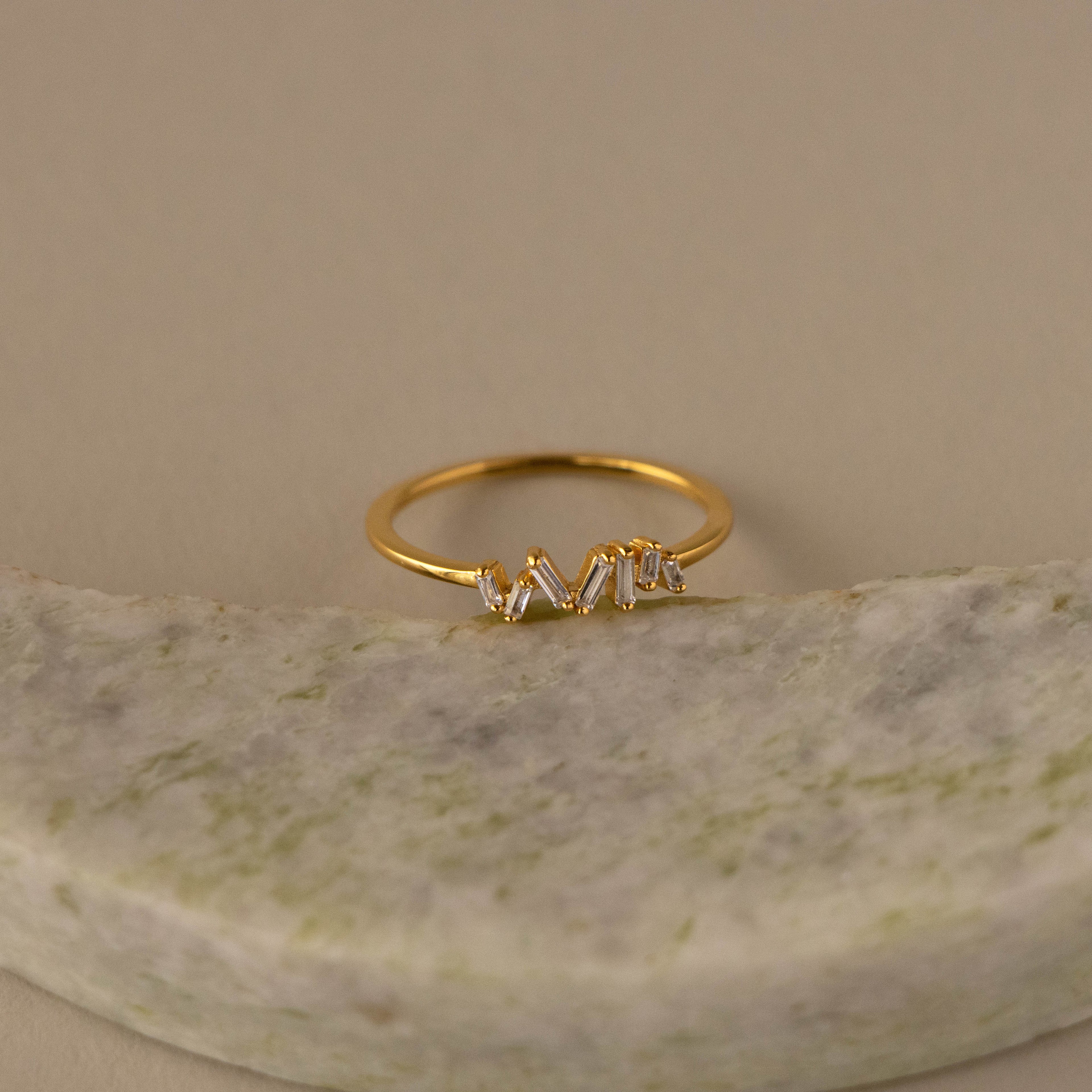 Tiny Diamond Baguette Cluster Ring