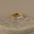 Half White Enamel Pave Ring