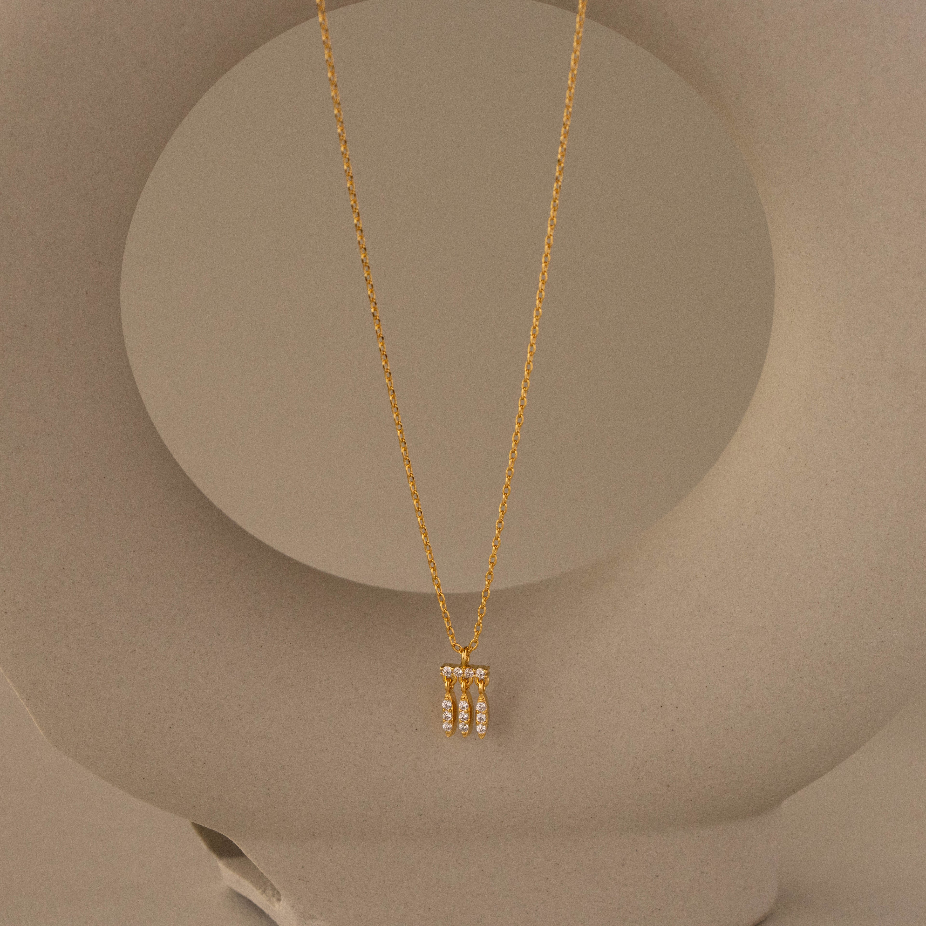 Pave Bar Trio Pendant Necklace