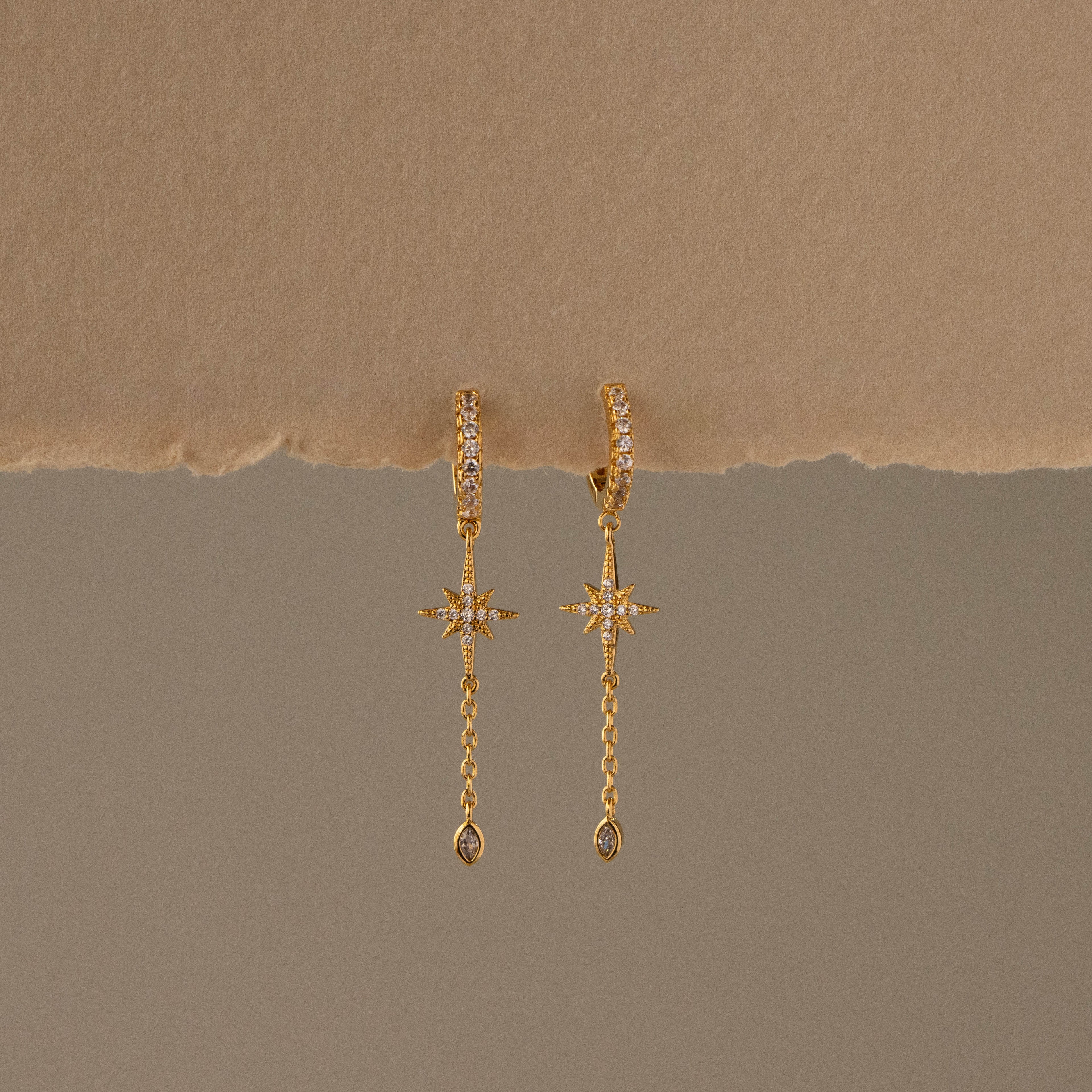 Pave Marquise Starburst Chain Hoops