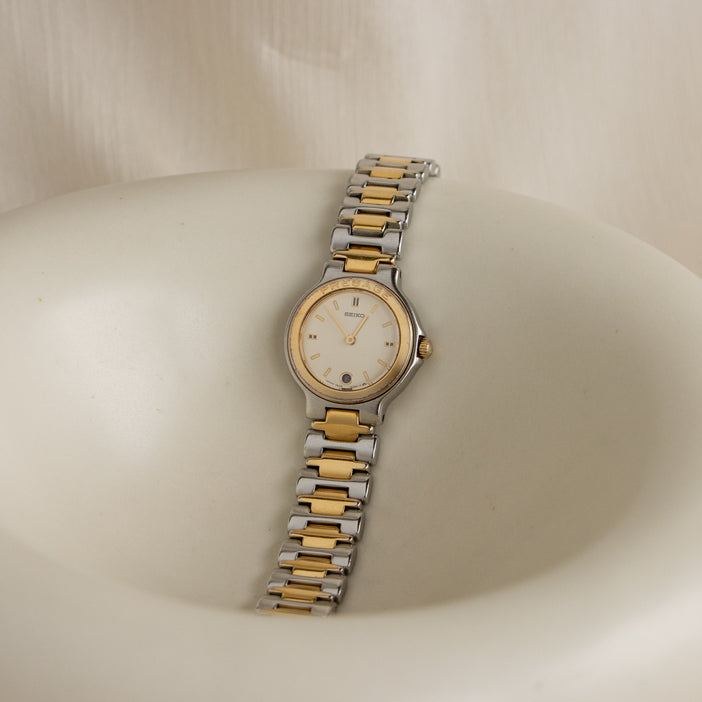 Vintage Seiko Presage Round Two Tone Watch