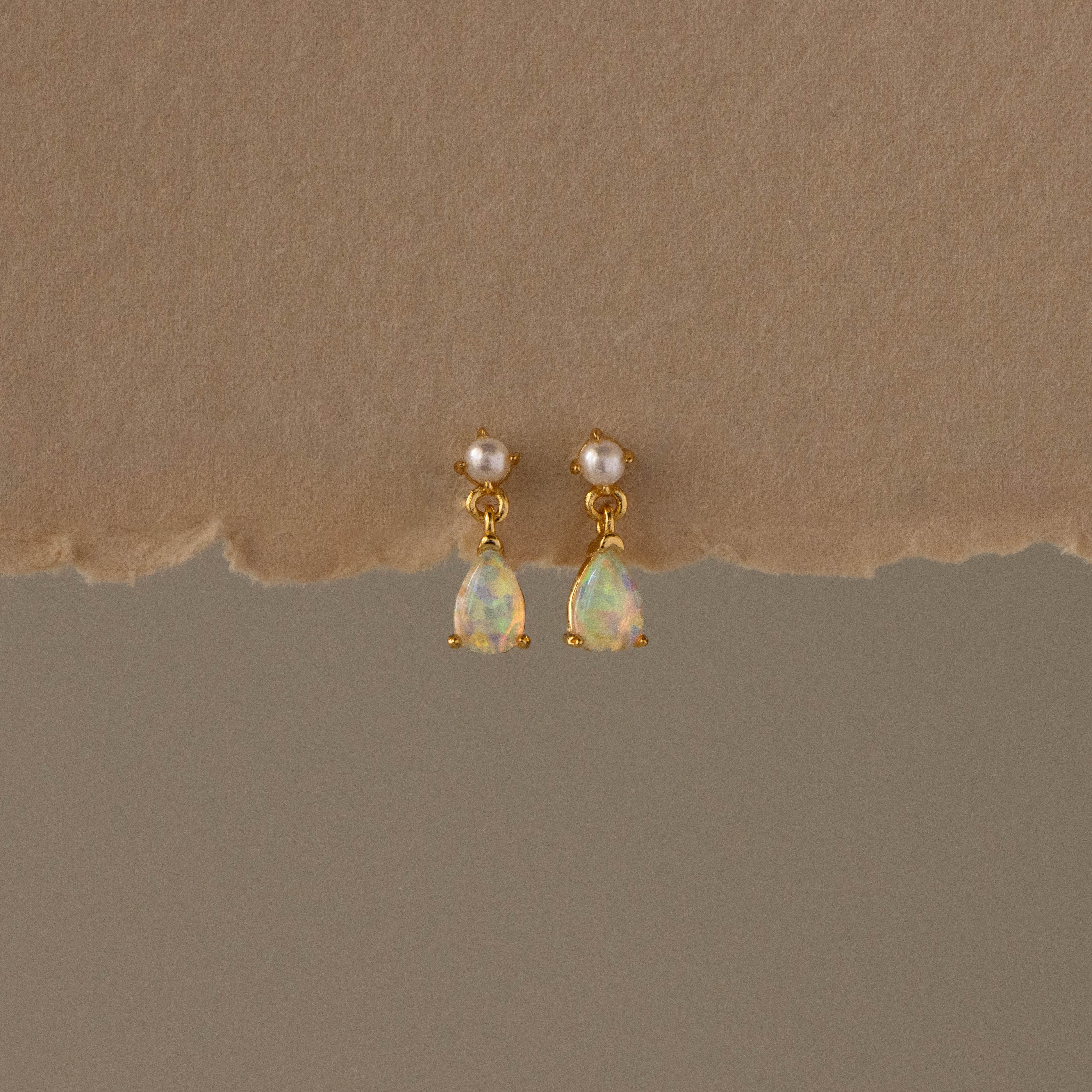 Pearl & Opal Teardrop Studs