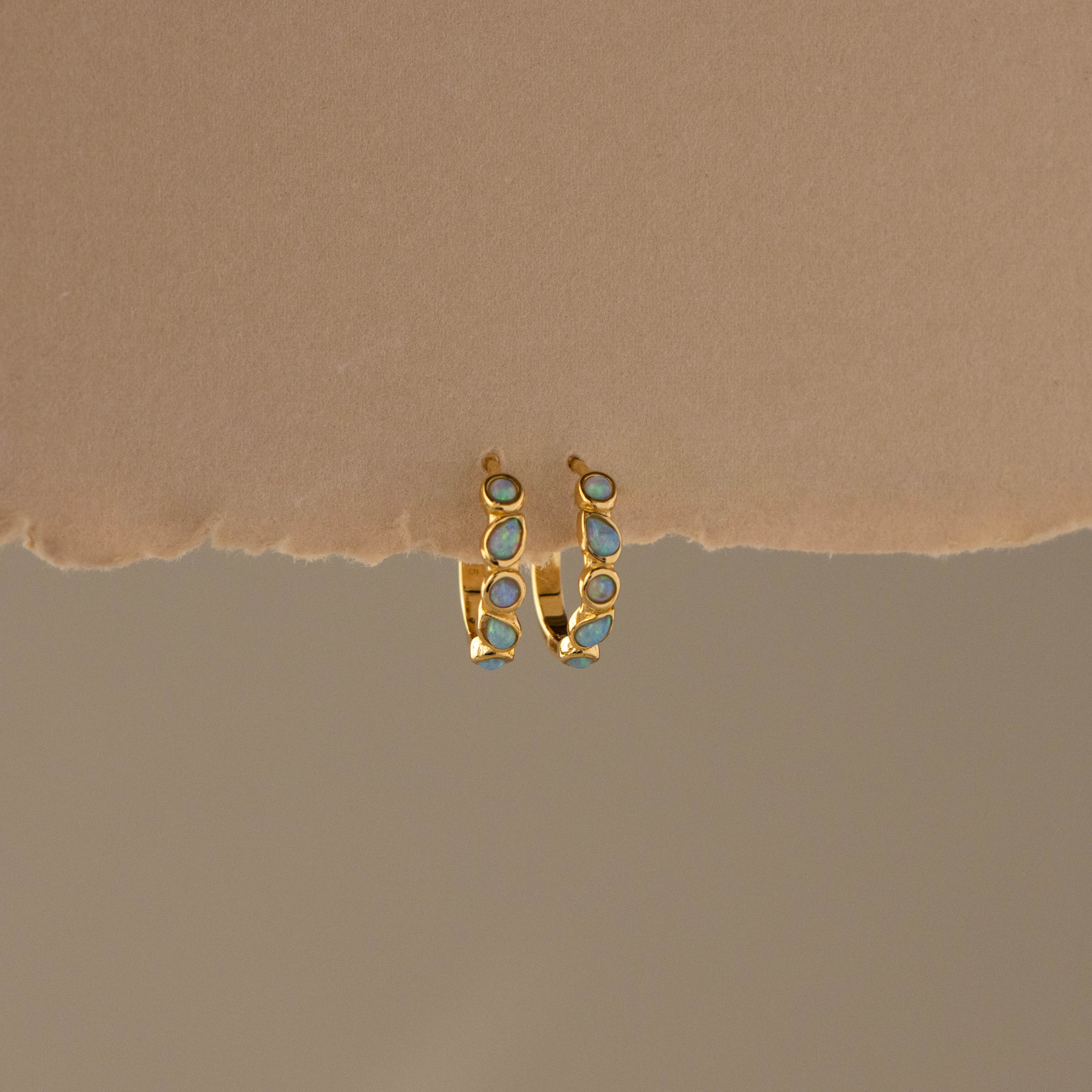 Mixed Bezel Blue Opal Huggies