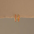 Mixed Bezel Pink Opal Huggies