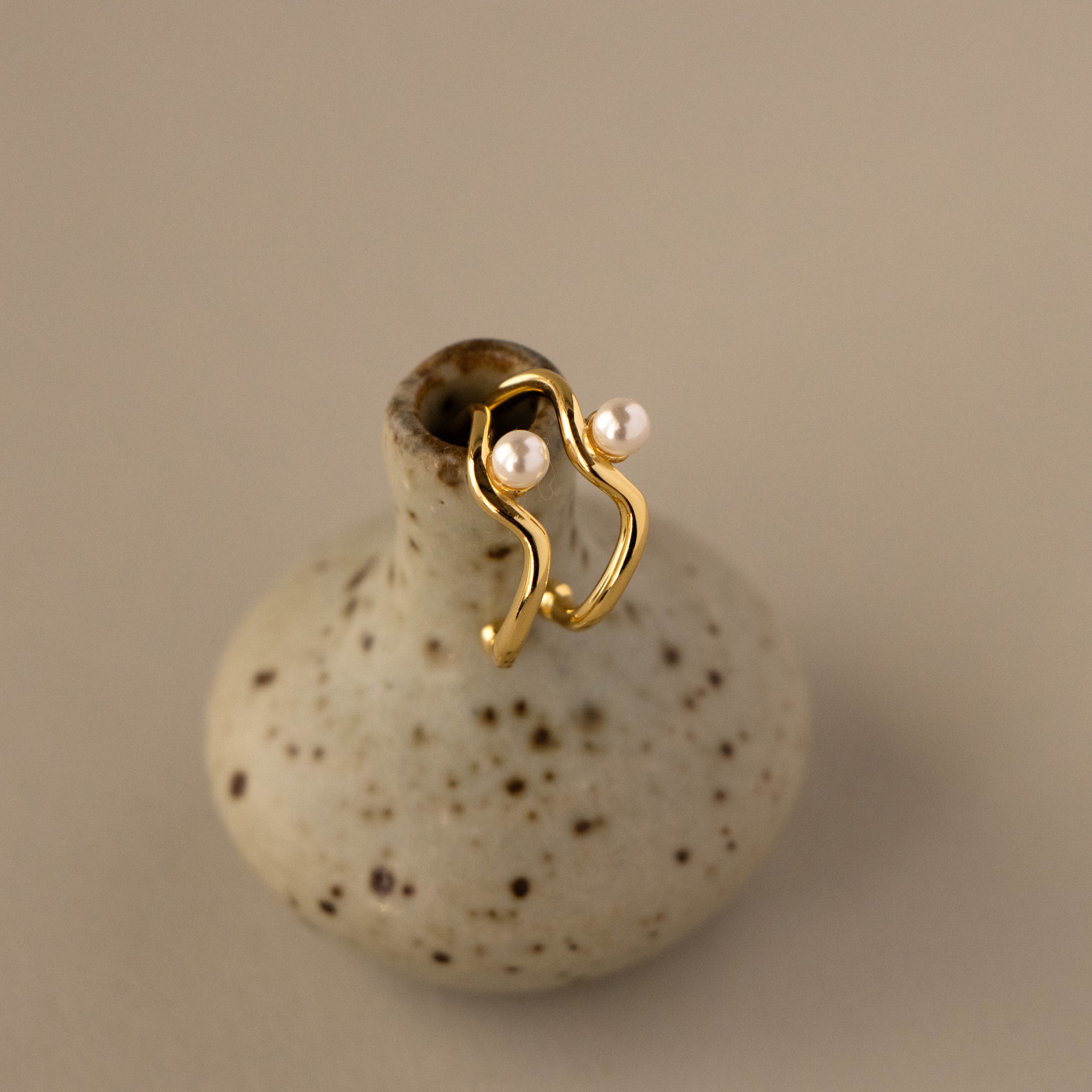 Organic Wavy Pearl Ear Cuffs