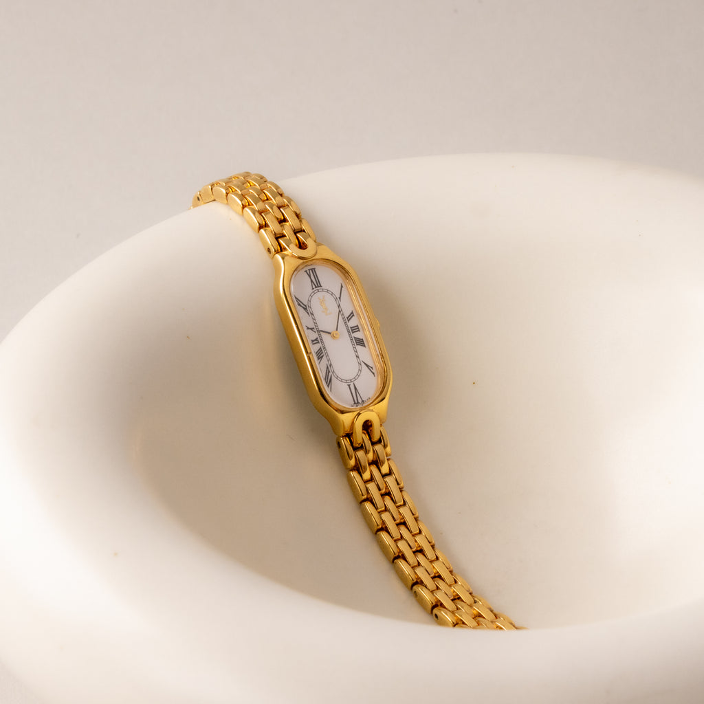 Vintage YSL Long Oval Gold Watch