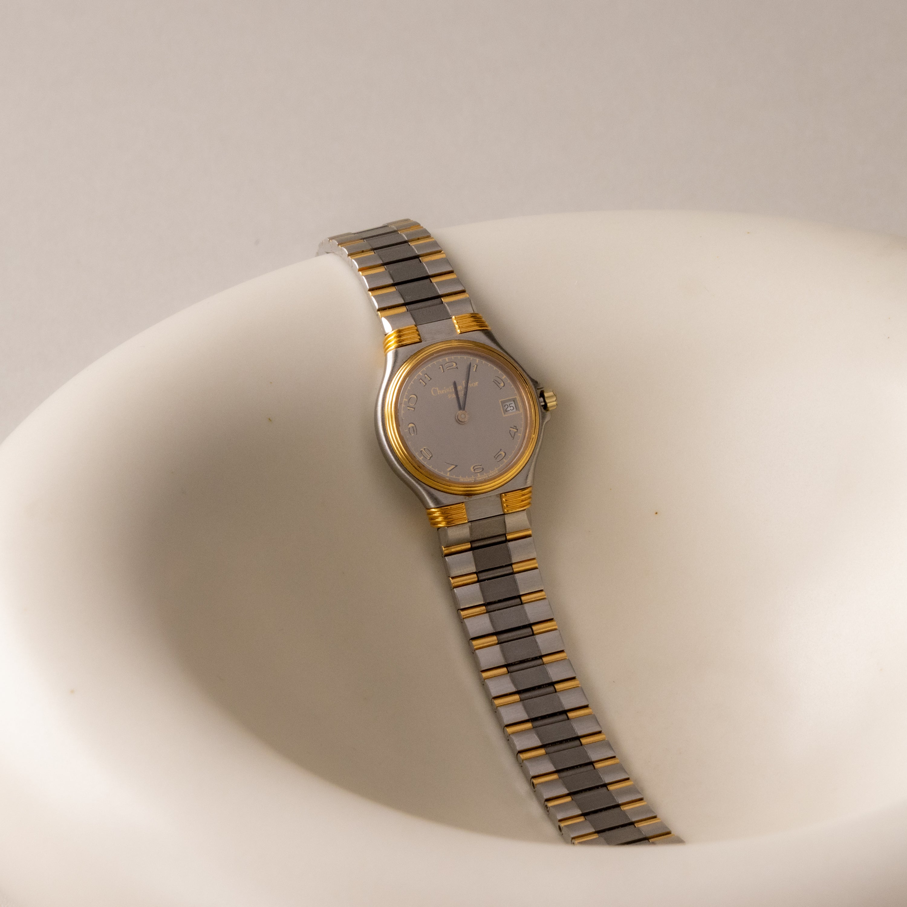 Vintage Christian Dior Swiss Grey Two Tone Watch