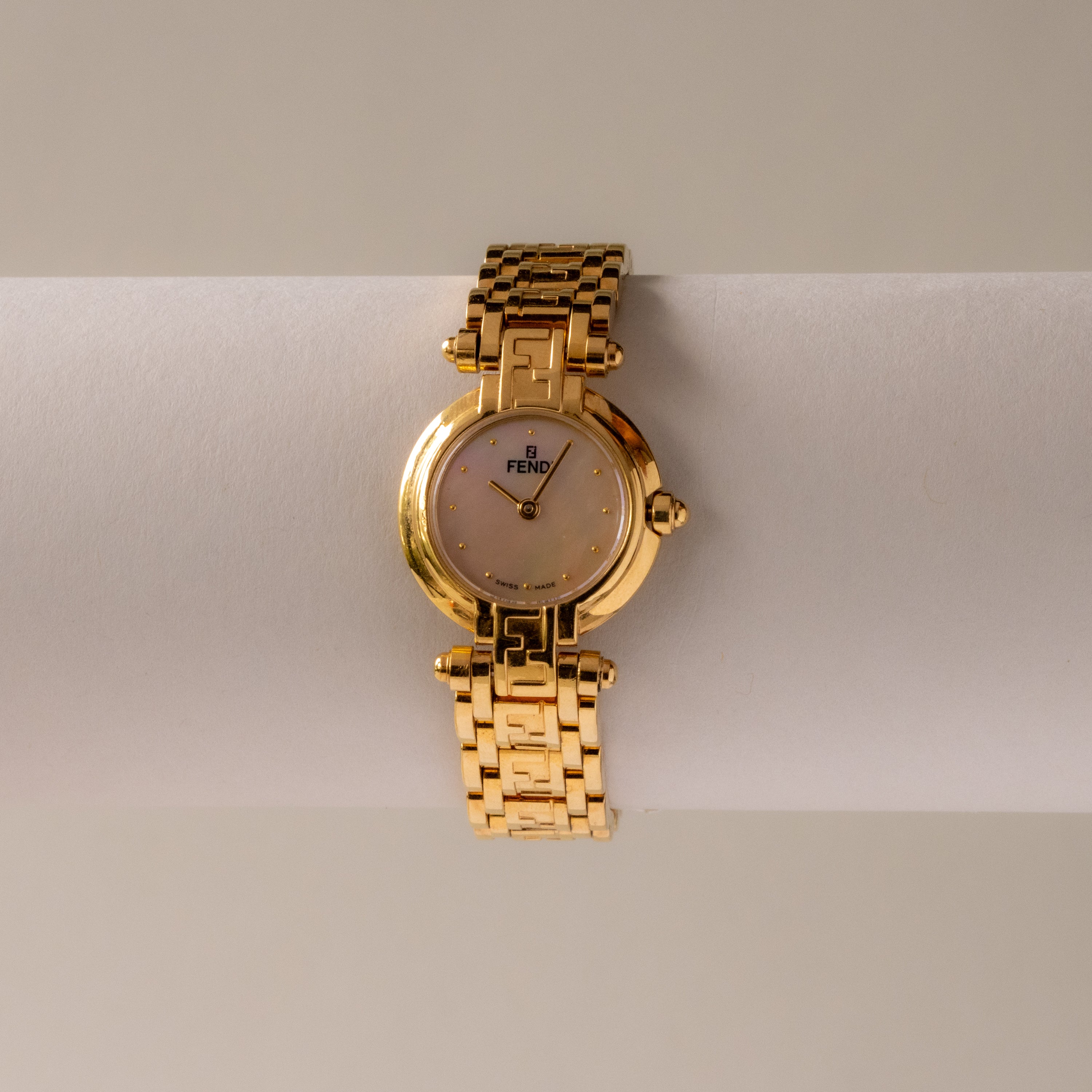 Vintage Fendi Swiss Blush Round Gold Watch