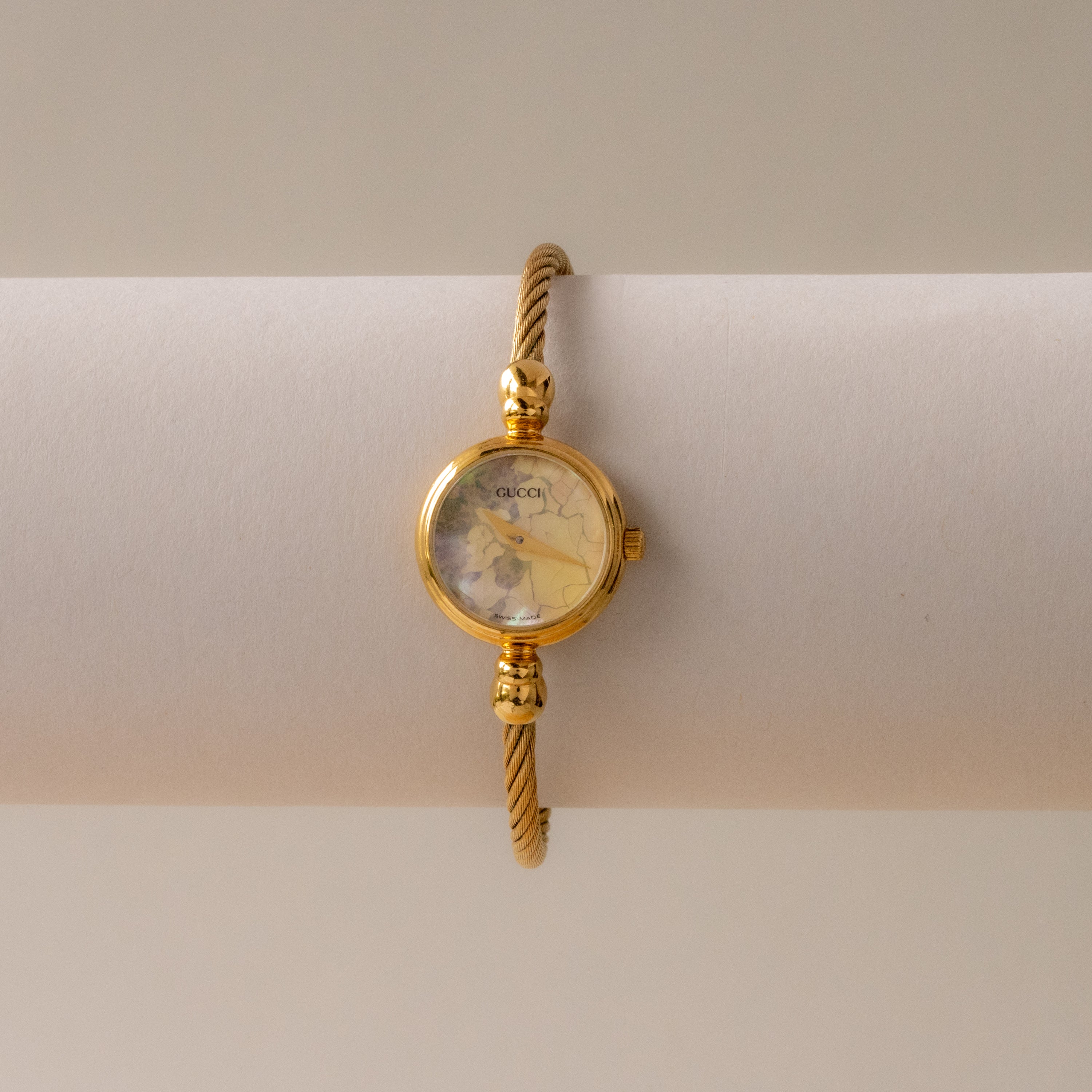 Vintage Gucci Swiss Shell Coil Gold Watch