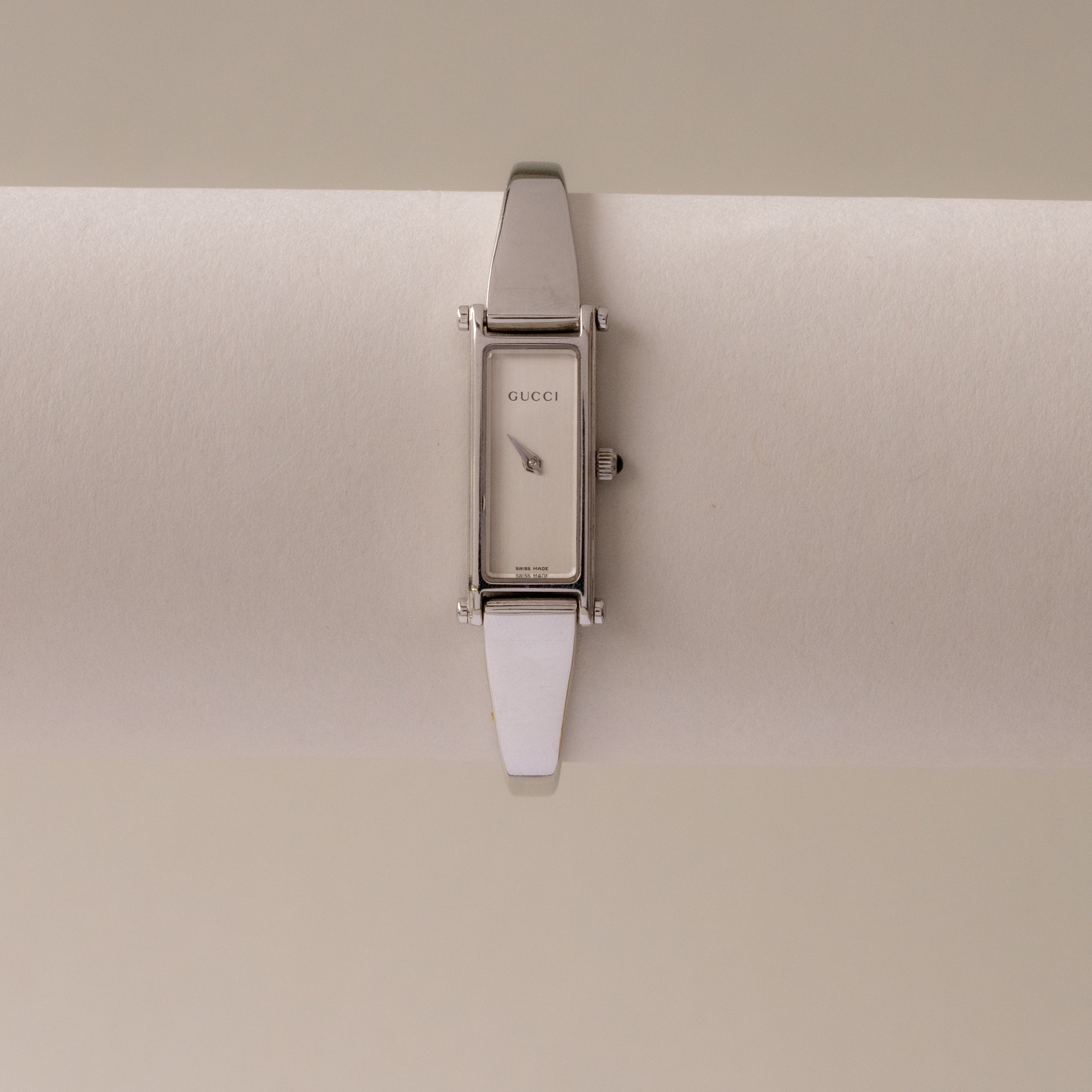 Vintage Gucci Swiss Rectangular Silver Cuff Watch