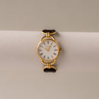 Vintage Gucci Swiss Roman Brown Strap Gold Watch