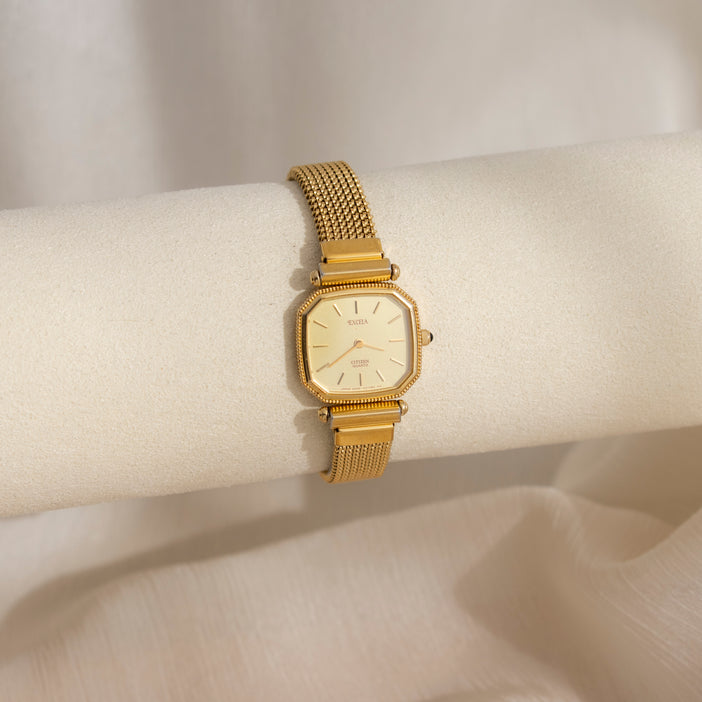 Vintage Citizen Excela Square Gold Watch