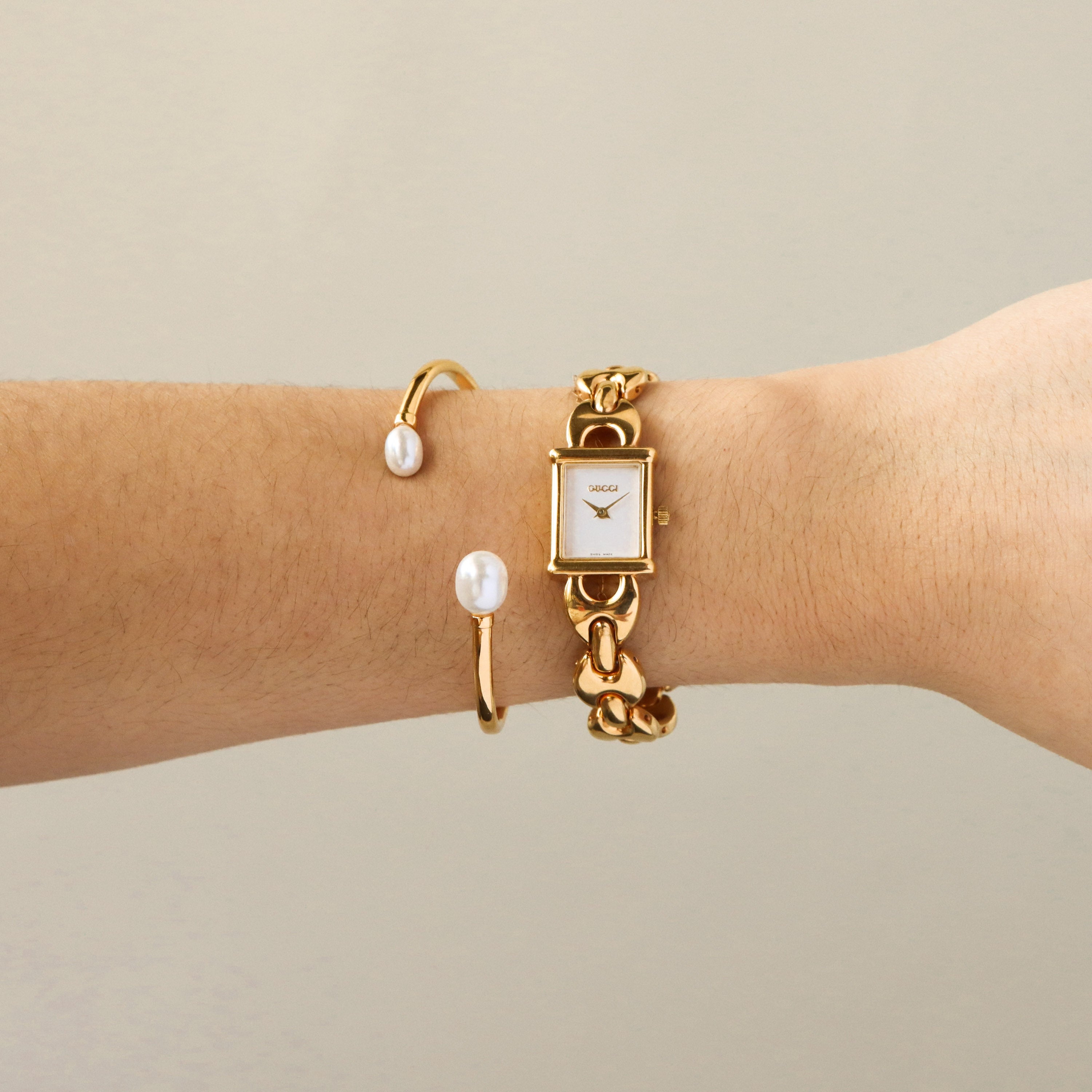 Vintage Gucci Swiss Square Link Gold Watch