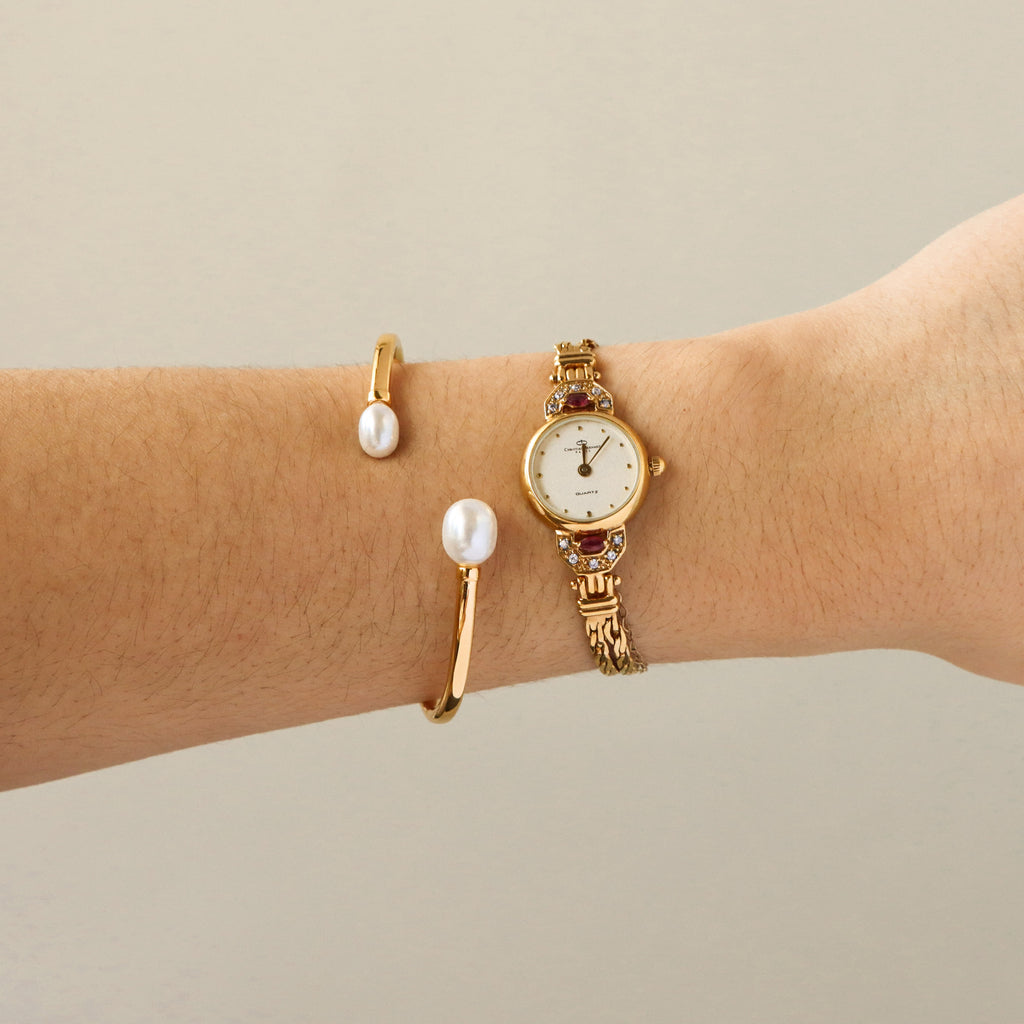 Vintage Christian Bernard Ruby Gold Watch